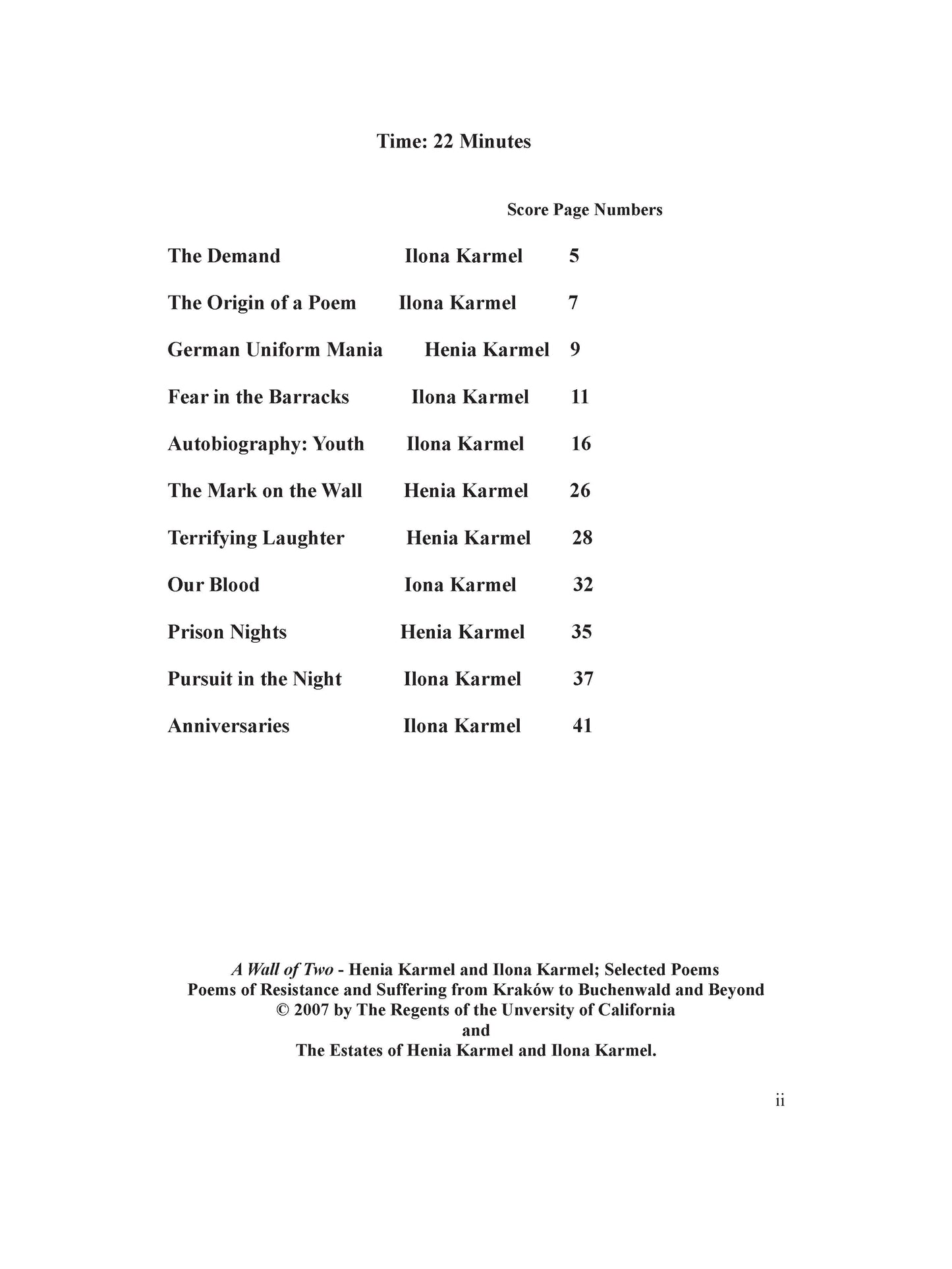 Wall of Two - Song Cycle for Mezzo-Soprano and Chamber Ensemble