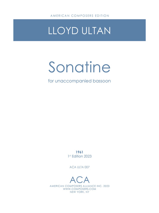 Sonatine for Unaccompanied Bassoon