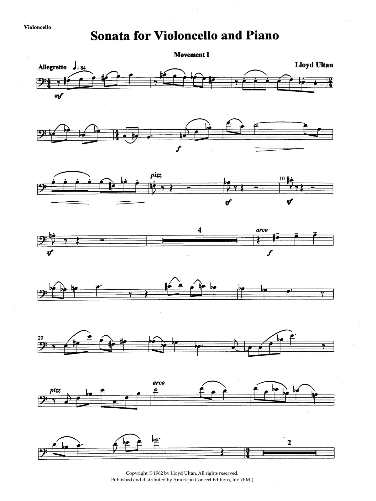 Sonata for Violoncello and Piano