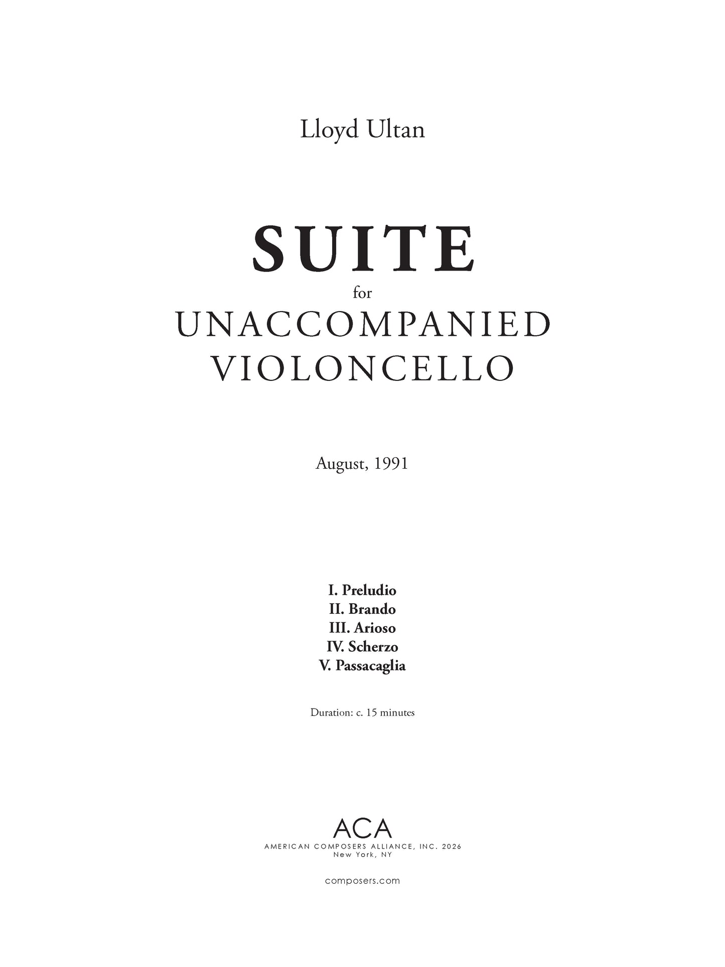Suite for Unaccompanied Cello