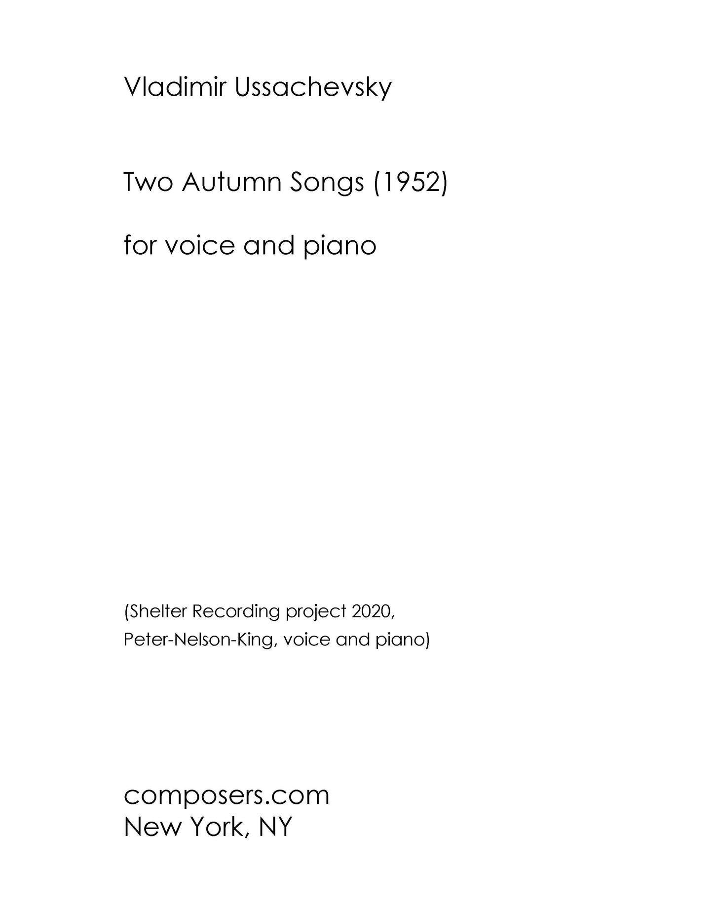 TWO AUTUMN SONGS