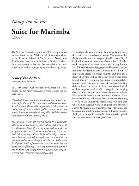 SUITE FOR MARIMBA