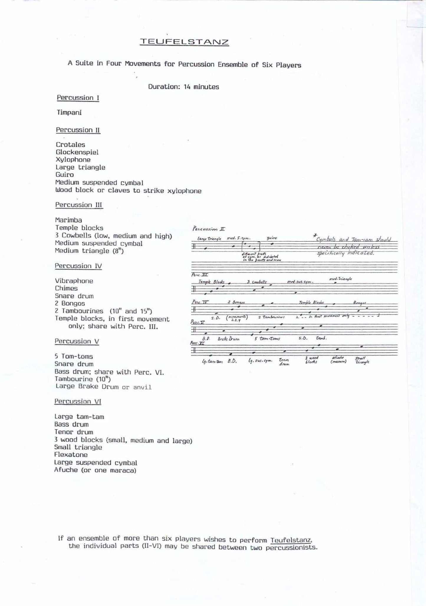 TEUFELSTANZ FOR PERCUSSION ENSEMBLE
