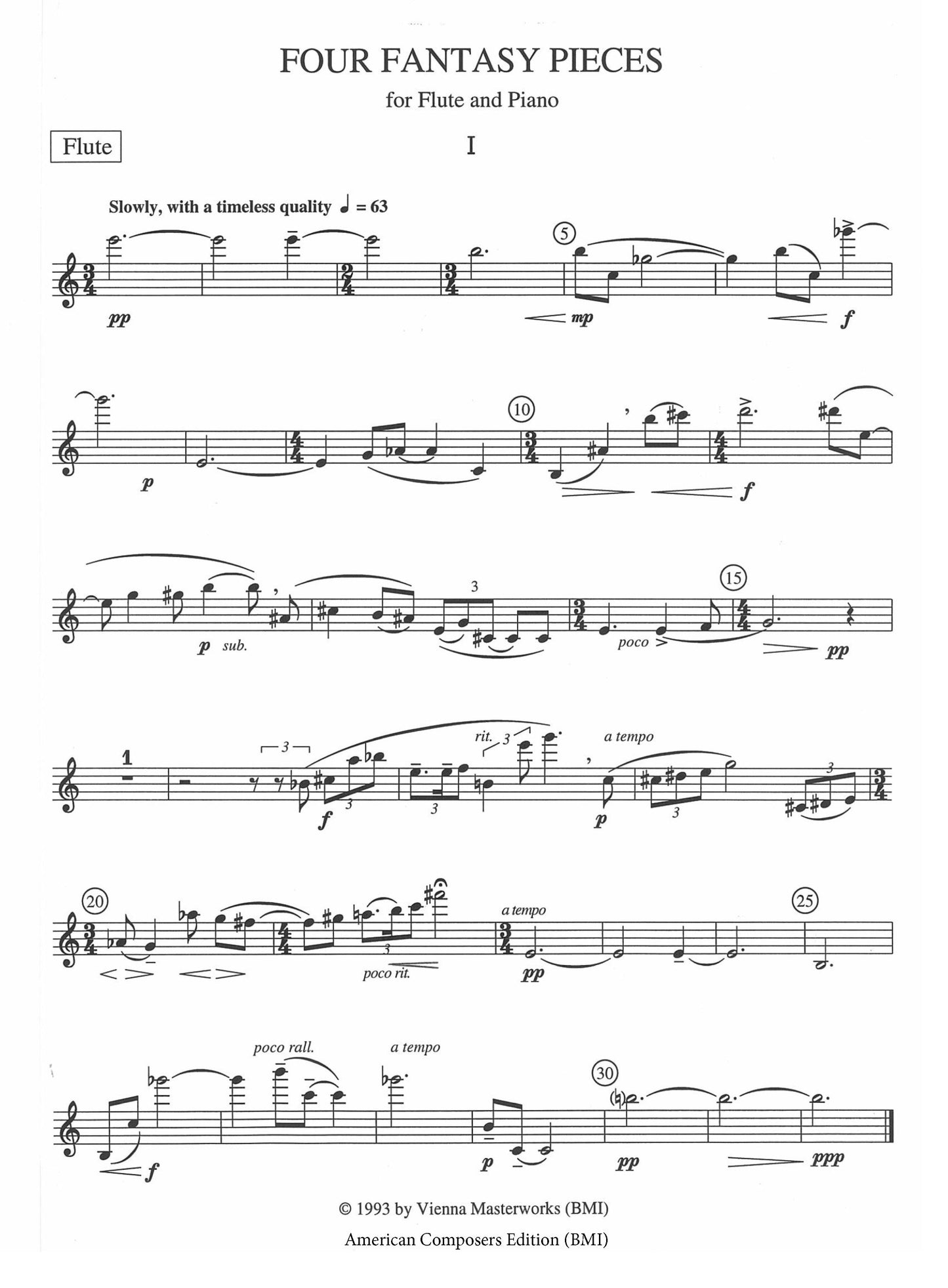 FOUR FANTASY PIECES FOR FLUTE AND PIANO