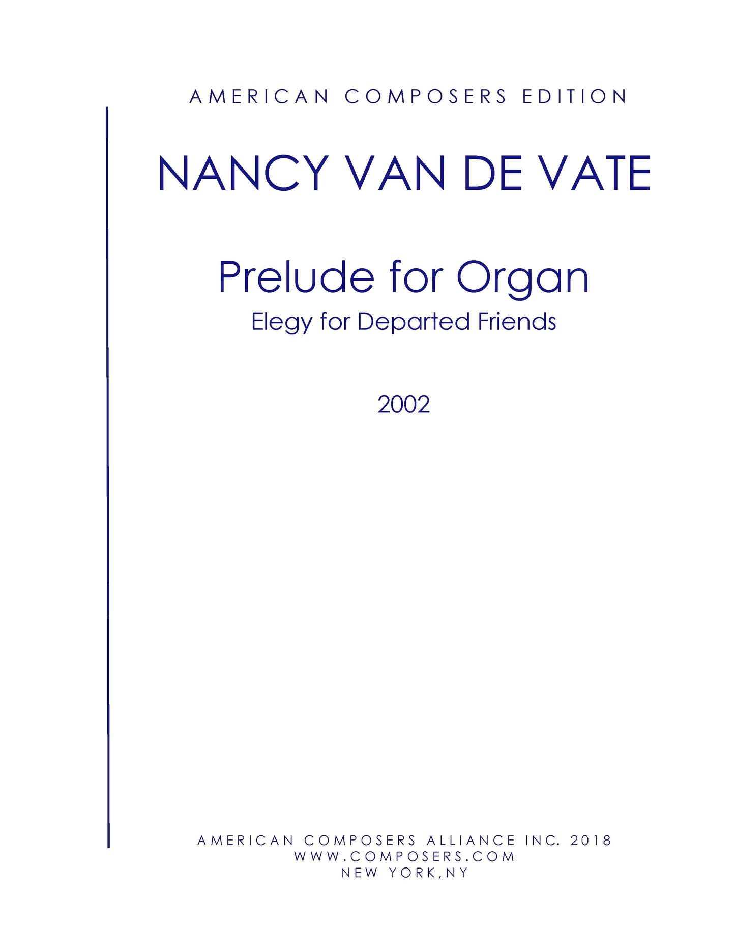 PRELUDE FOR ORGAN: ELEGY FOR DEPARTED FRIENDS