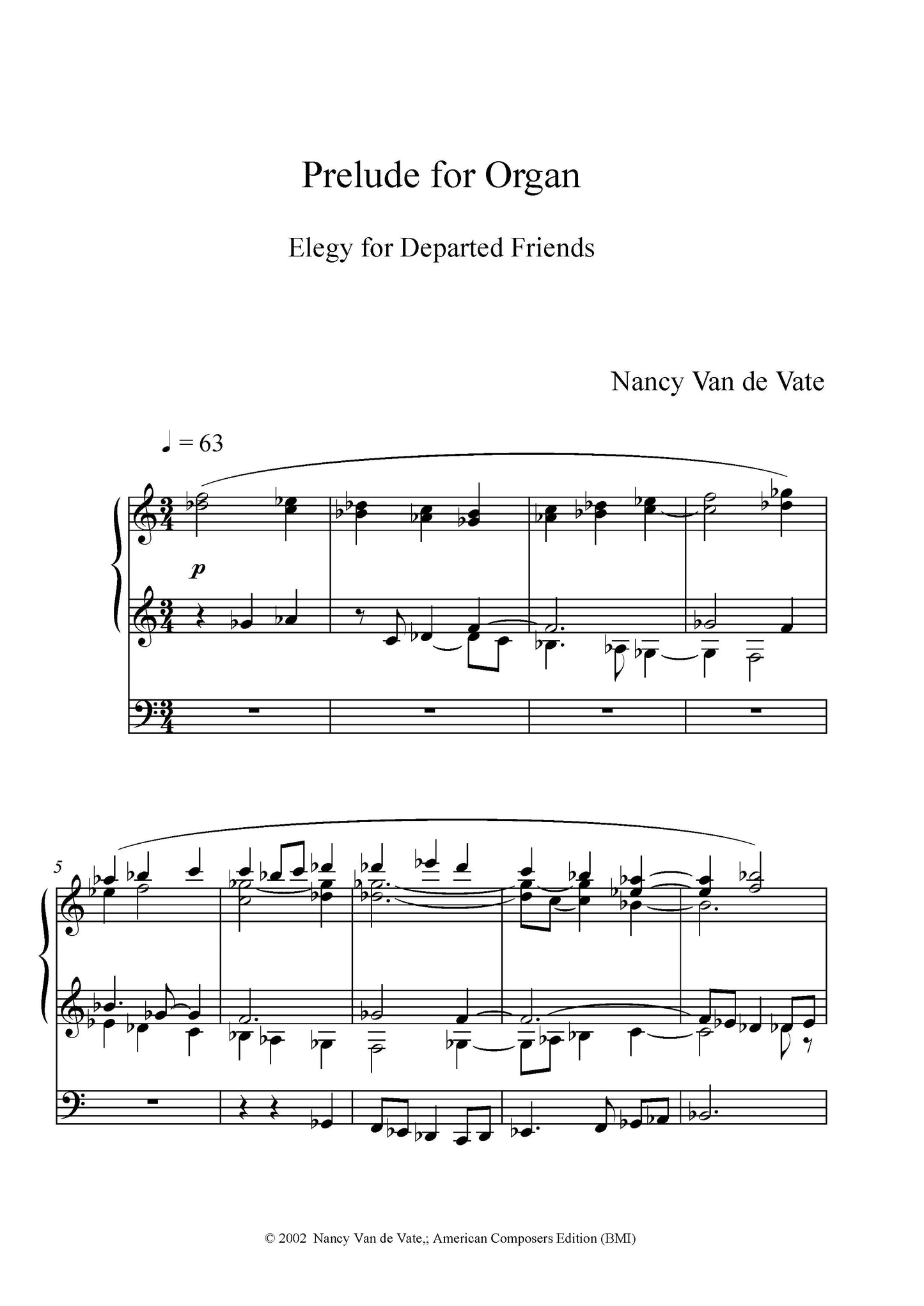 PRELUDE FOR ORGAN: ELEGY FOR DEPARTED FRIENDS