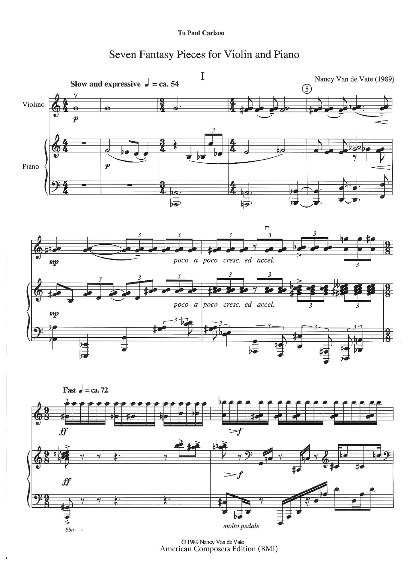 SEVEN FANTASY PIECES FOR VIOLIN AND PIANO