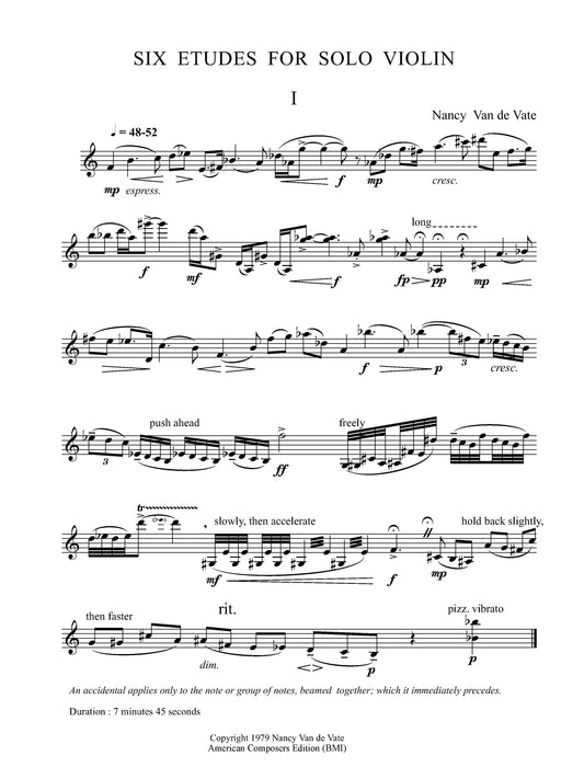 SIX ETUDES FOR SOLO VIOLIN