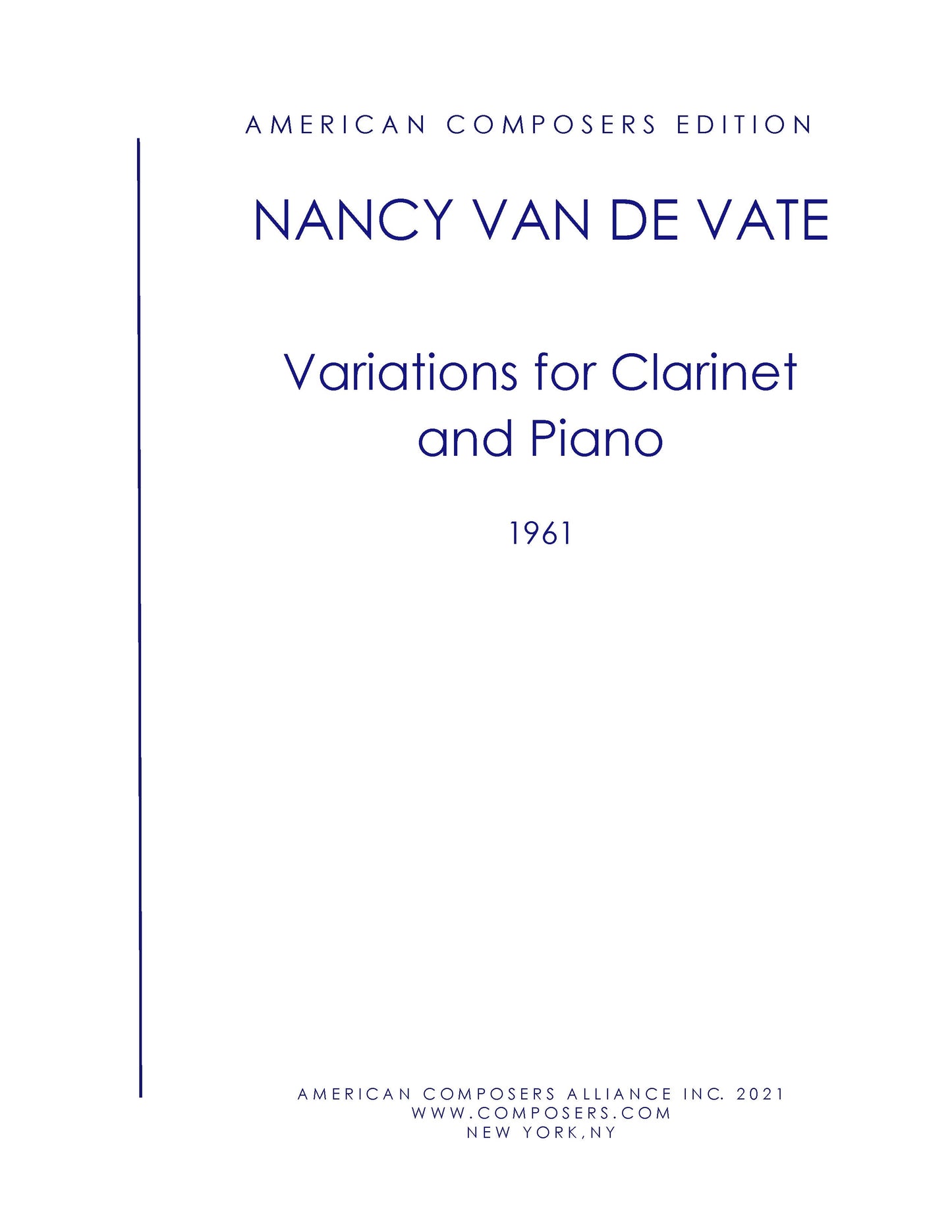 VARIATIONS FOR CLARINET AND PIANO