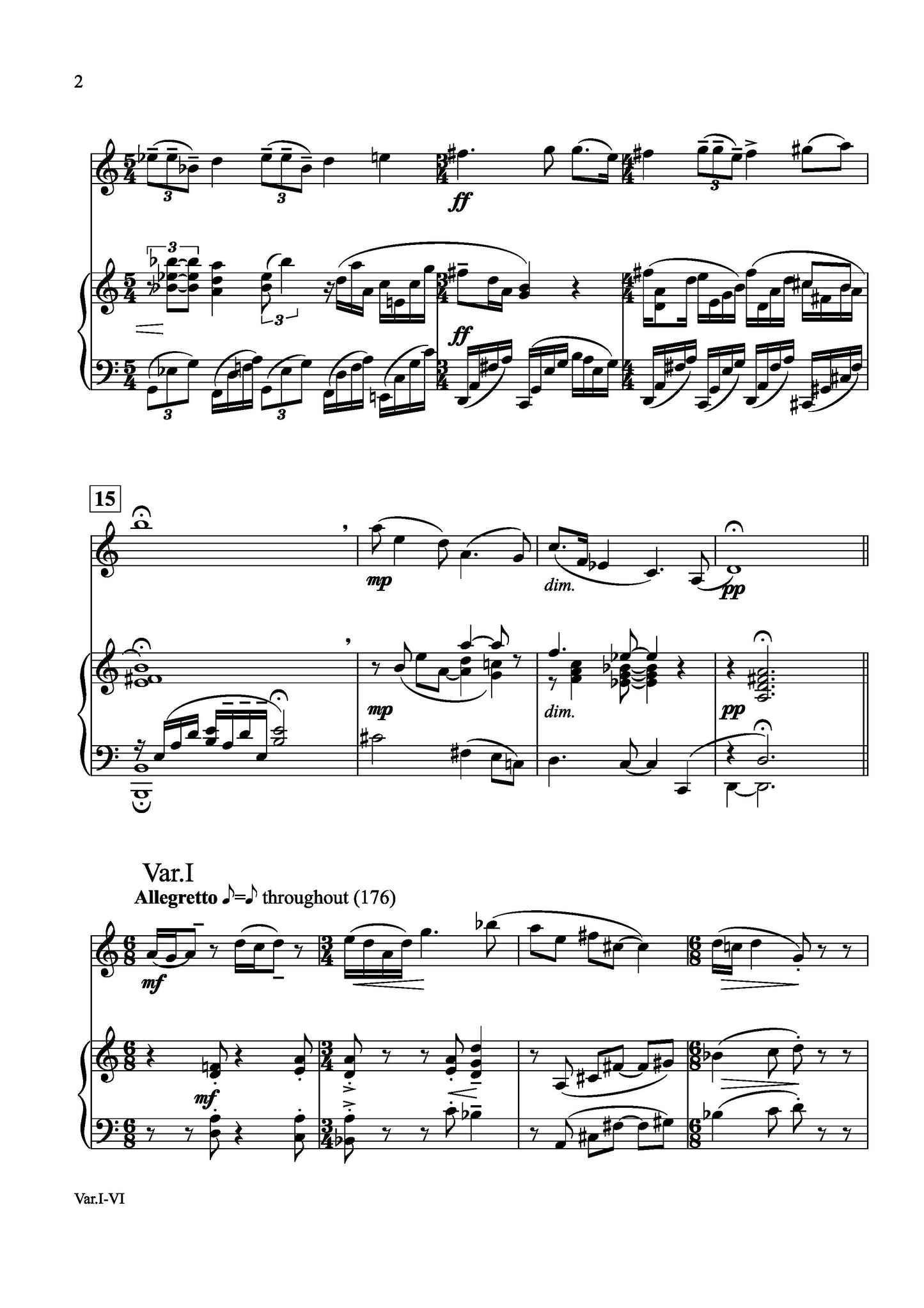 VARIATIONS FOR CLARINET AND PIANO