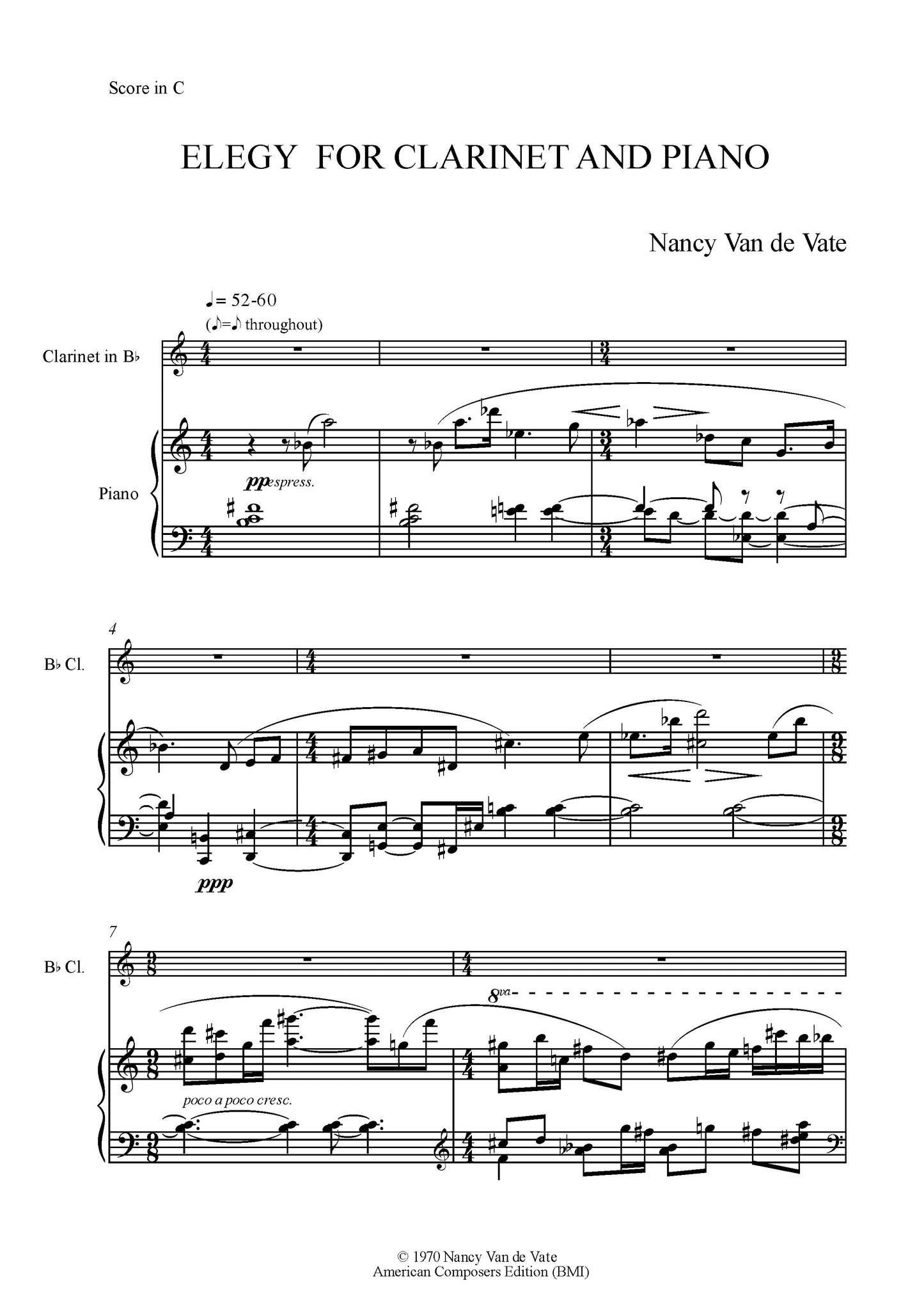 ELEGY FOR CLARINET AND PIANO