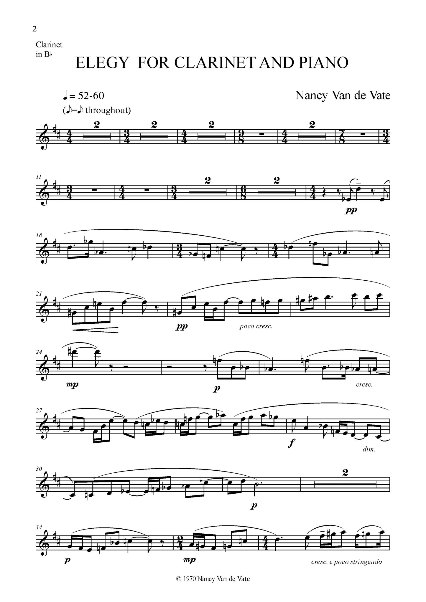 ELEGY FOR CLARINET AND PIANO