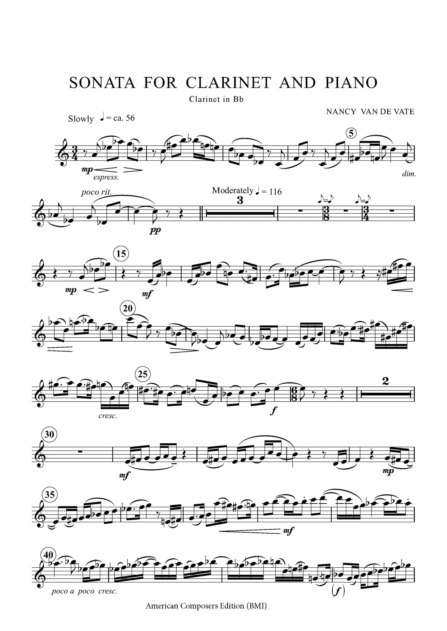 SONATA FOR CLARINET AND PIANO