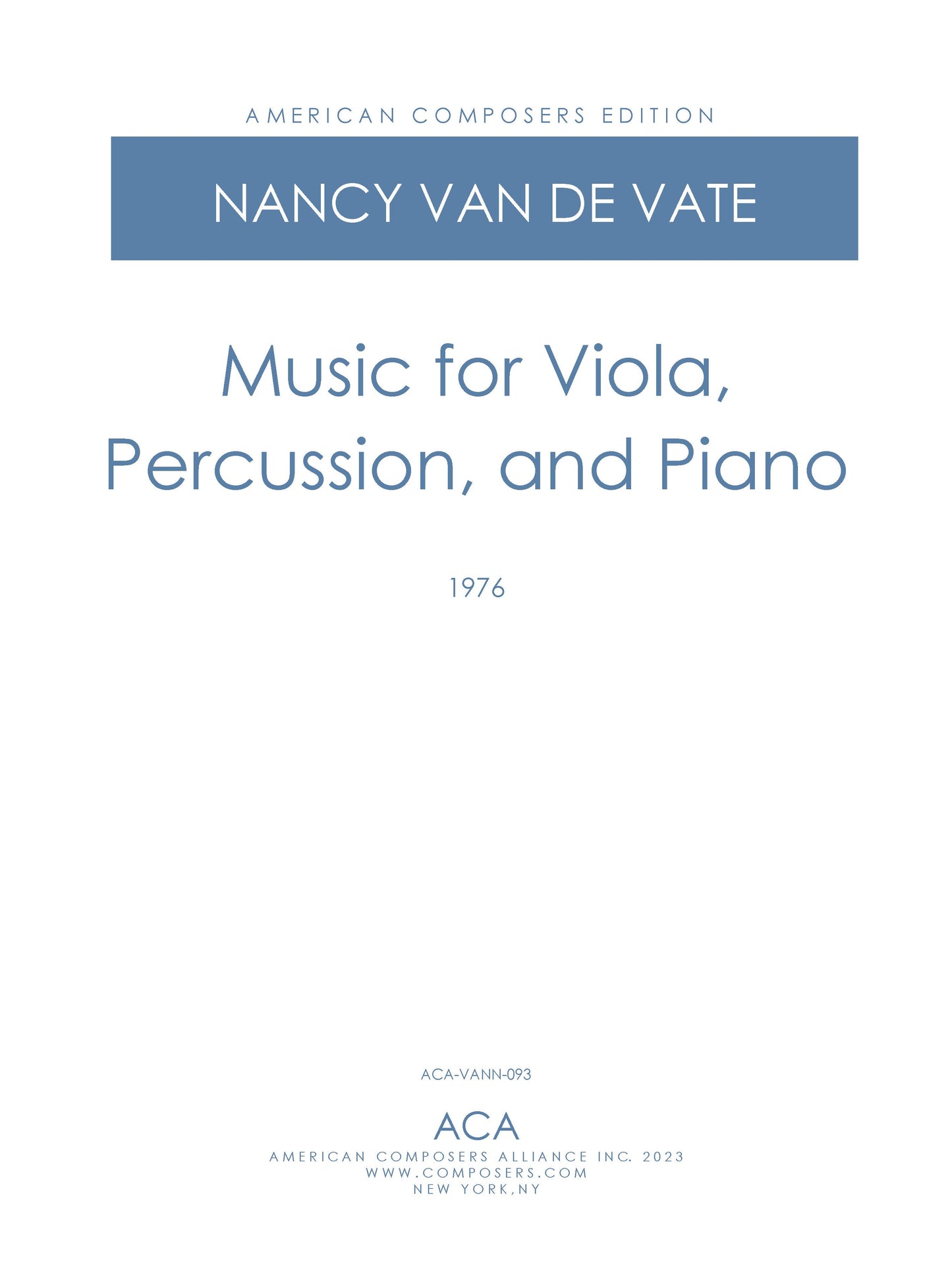 MUSIC FOR VIOLA, PERCUSSION AND PIANO