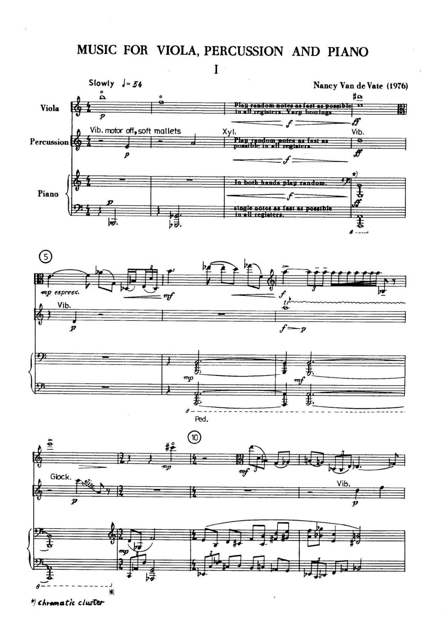 MUSIC FOR VIOLA, PERCUSSION AND PIANO