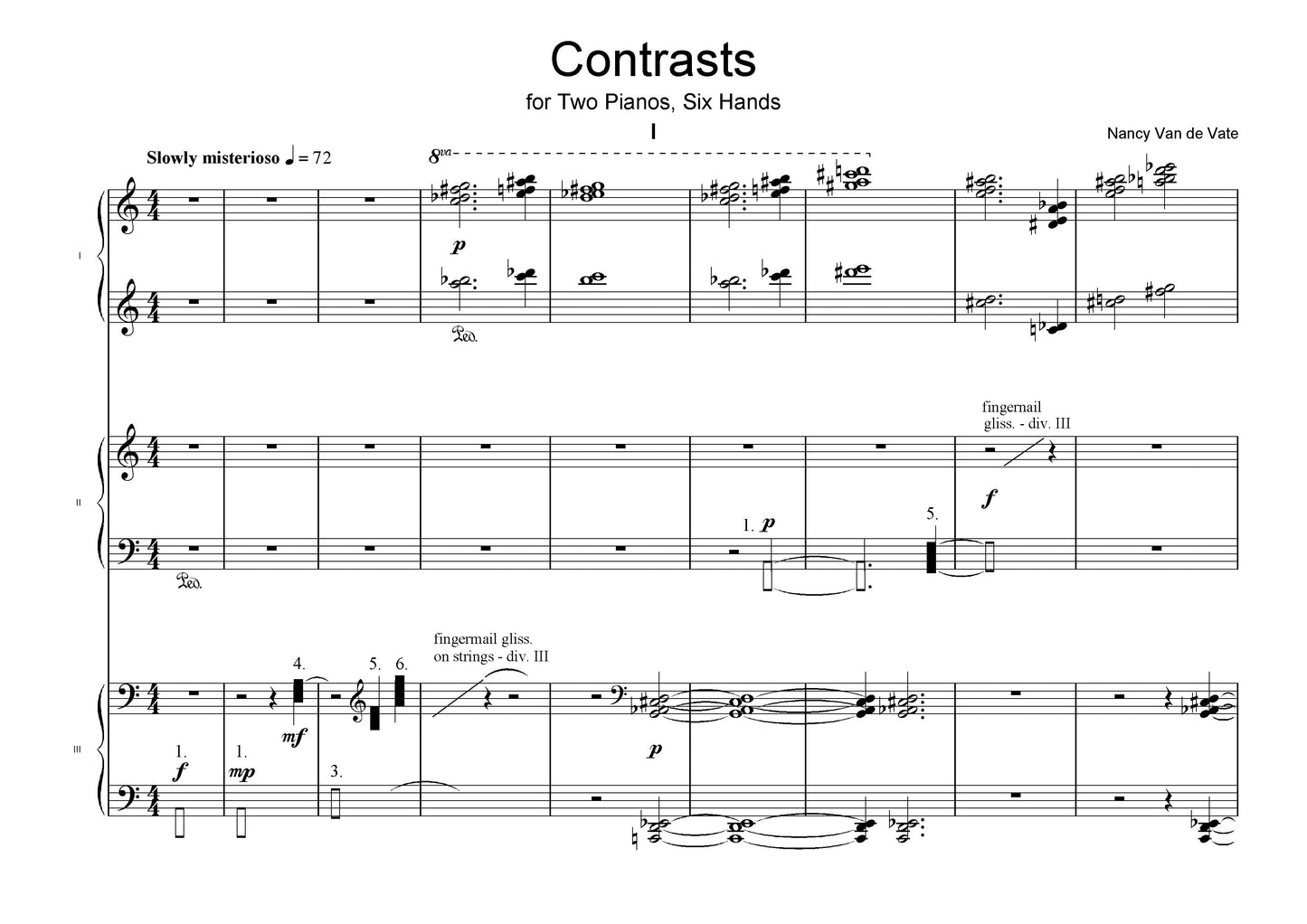 CONTRASTS FOR TWO PIANOS SIX HANDS