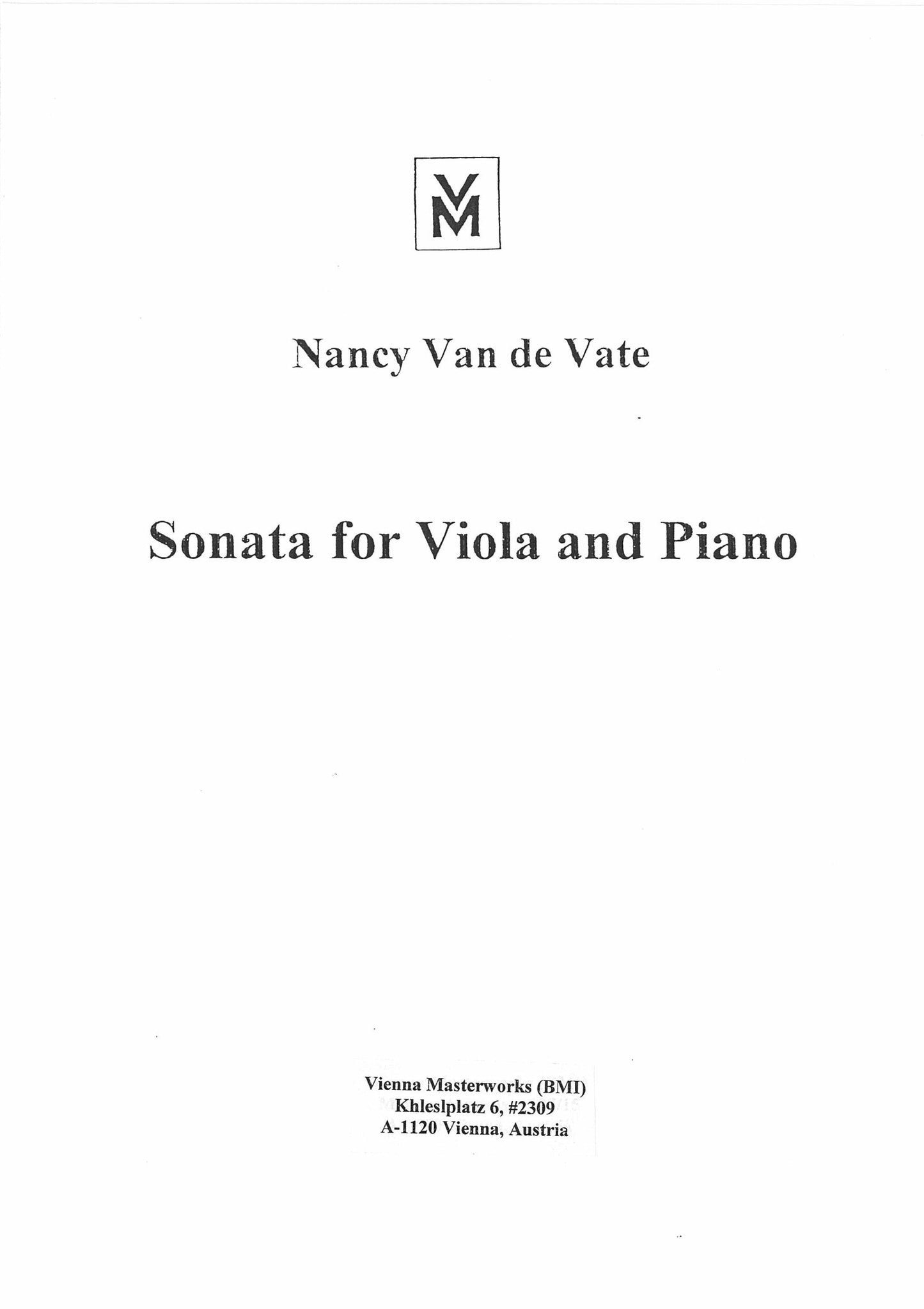 SONATA FOR VIOLA AND PIANO