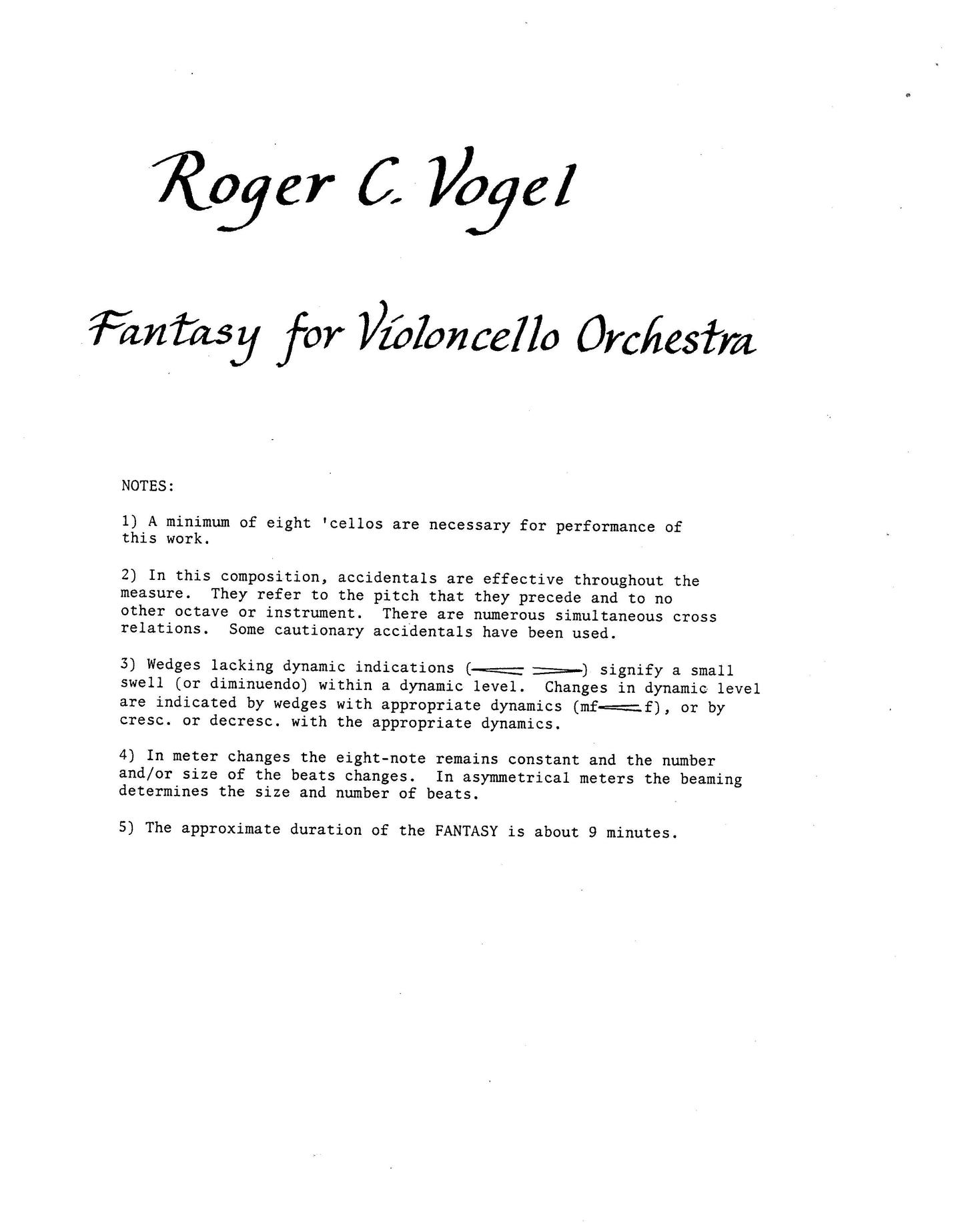 FANTASY FOR VIOLONCELLO ORCHESTRA