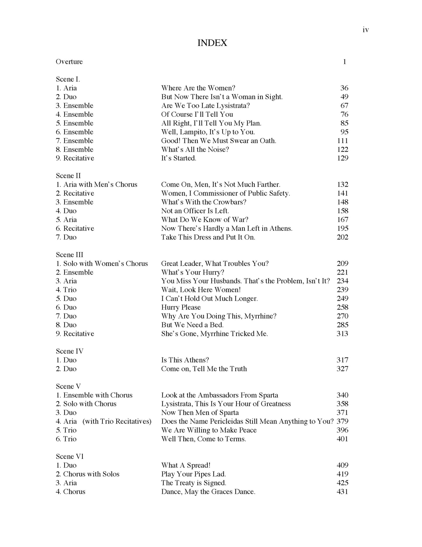 LYSISTRATA - A Chamber Opera in One Act (Six Scenes) (p/v score)