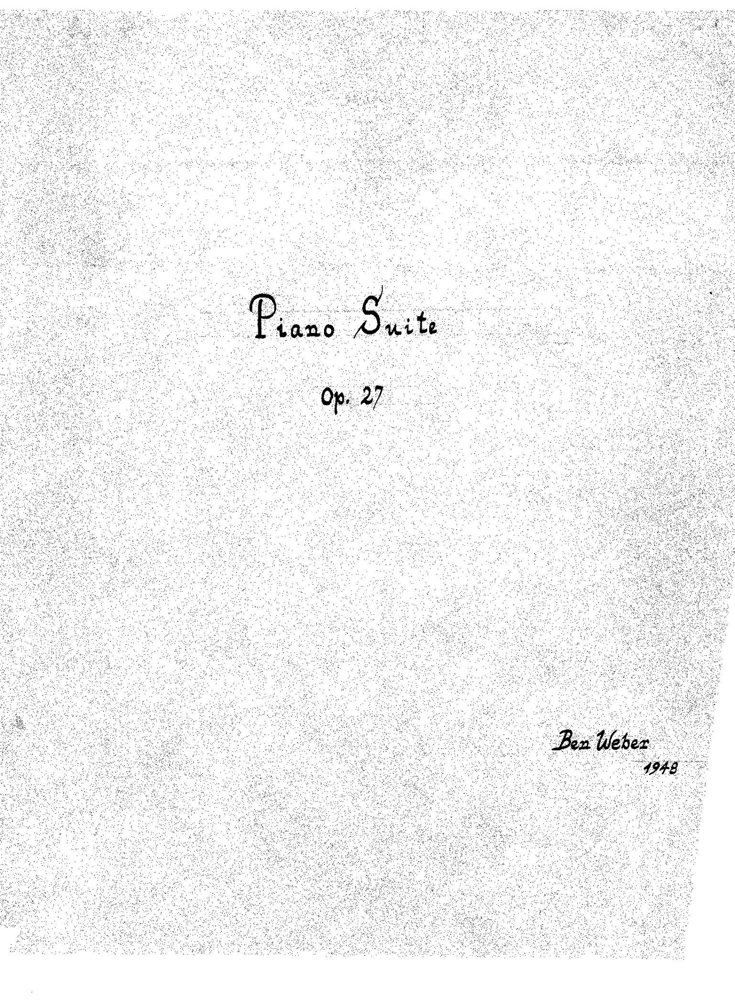 SUITE no 2 for Piano (Piano Suite op 27)