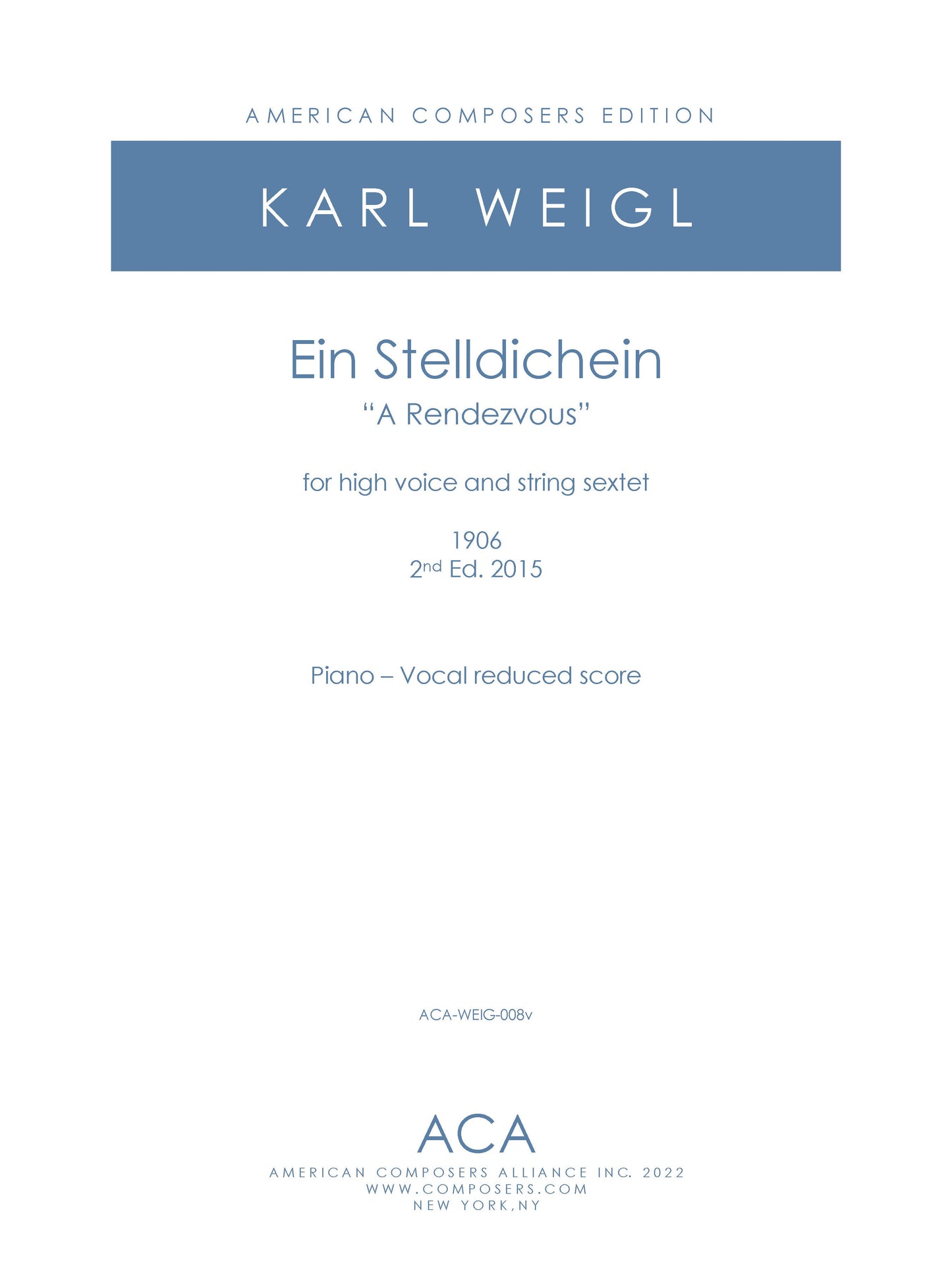 EIN STELLDICHEIN - Piano Vocal score