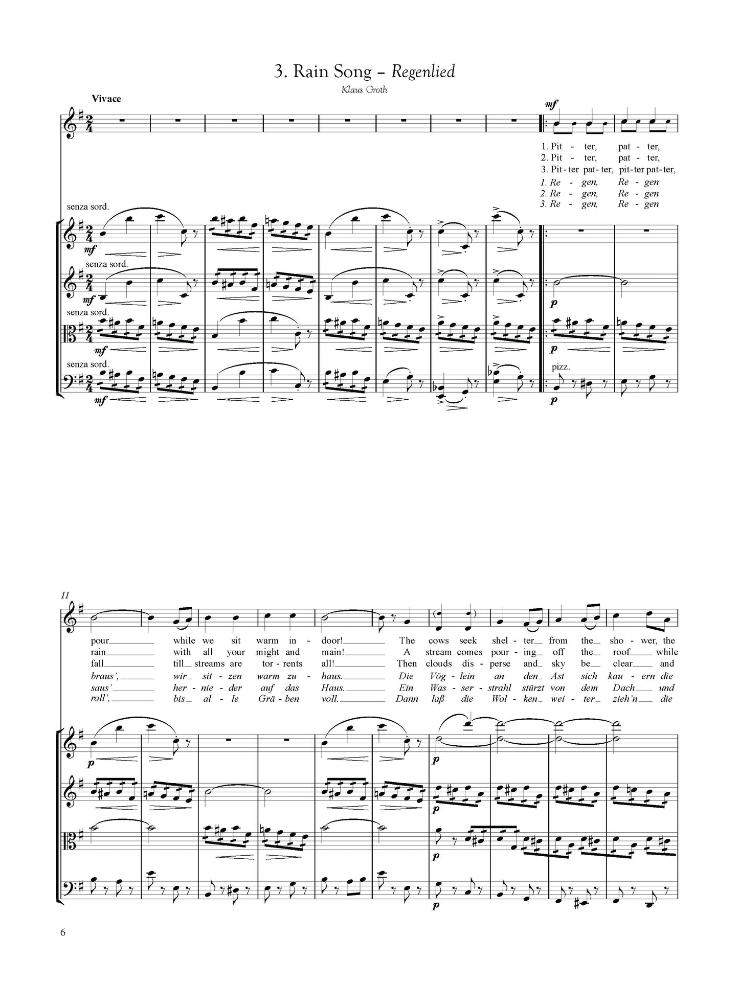 Five Songs for Soprano and String Quartet, Op. 40, Full score and 4 parts