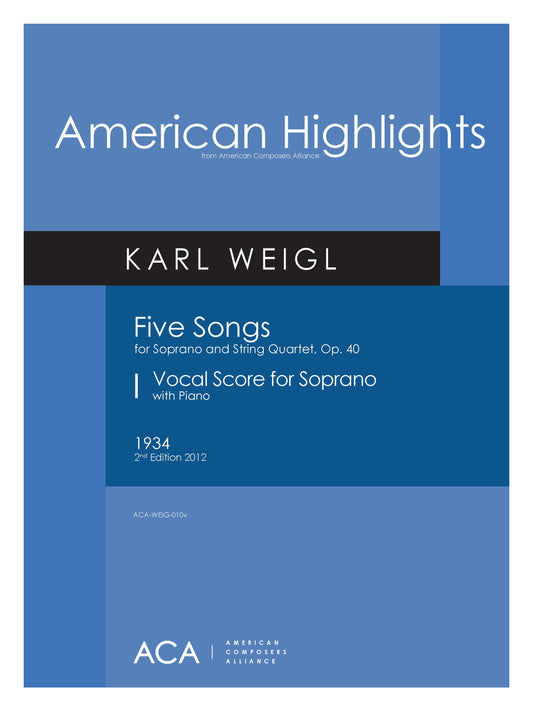 Five Songs for Soprano and String Quartet, Op. 40, Piano-Vocal Score