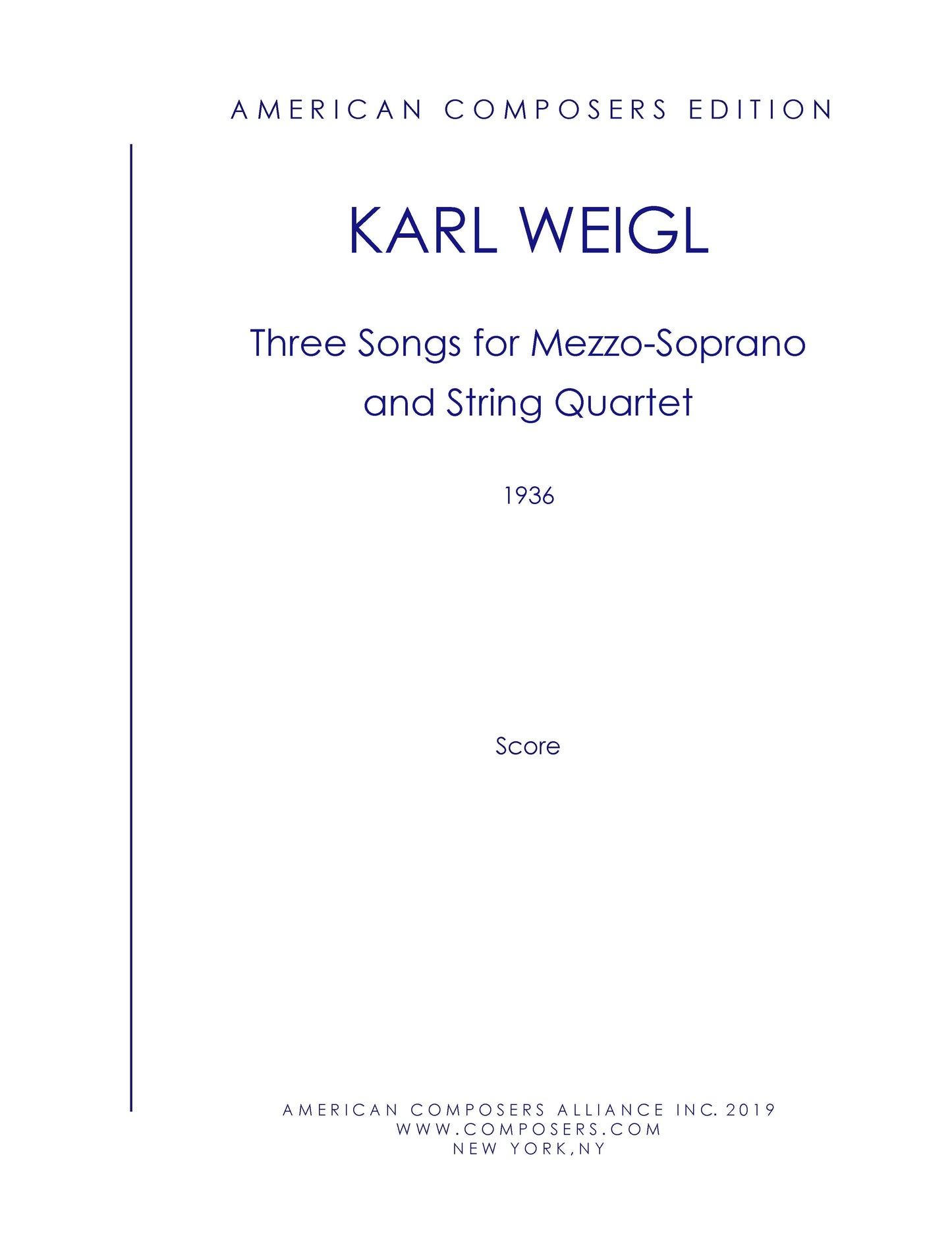 THREE SONGS FOR MEZZO SOPRANO and STRING QUARTET