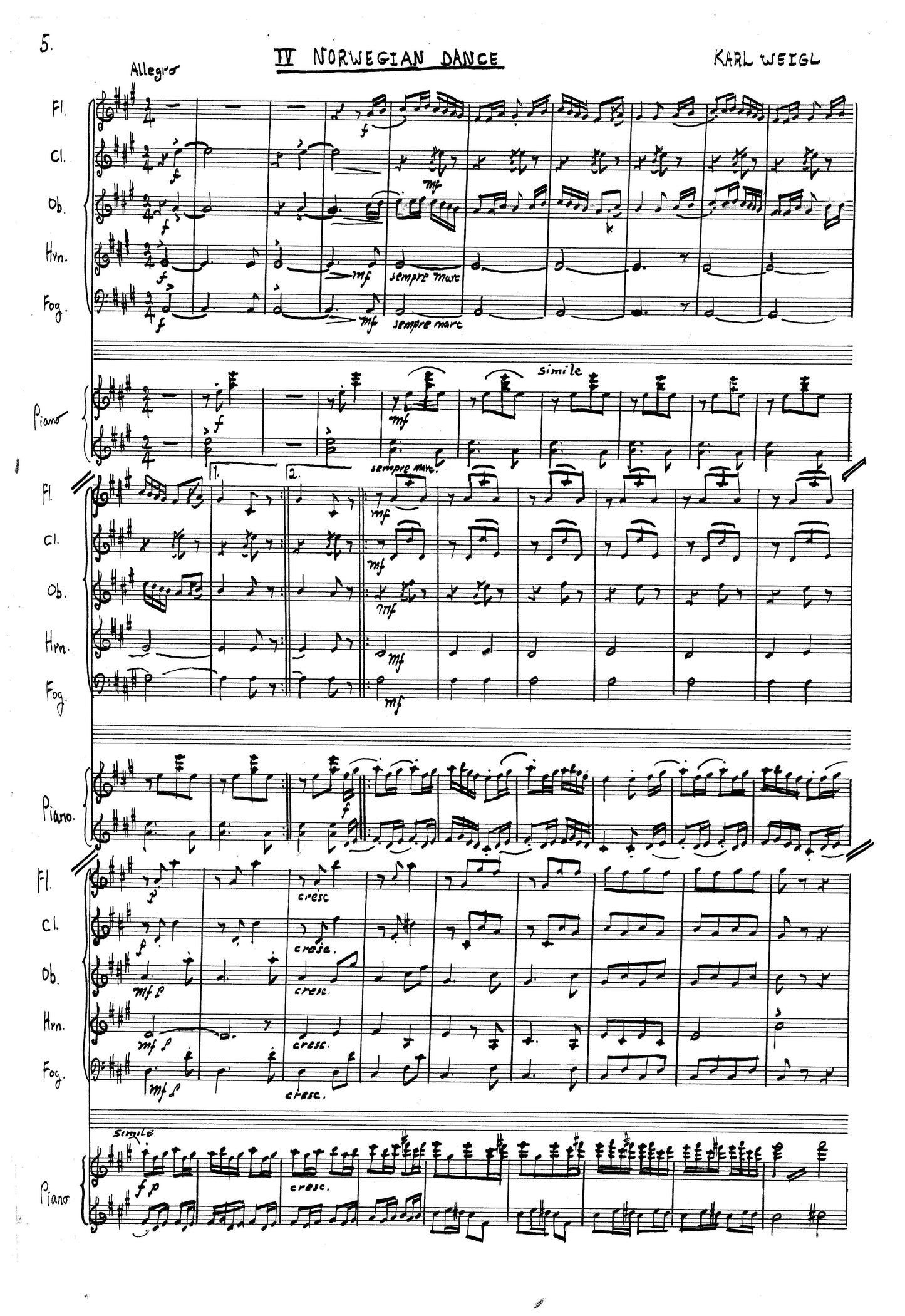 FOUR BAGATELLES, for Wind Quintet and Piano