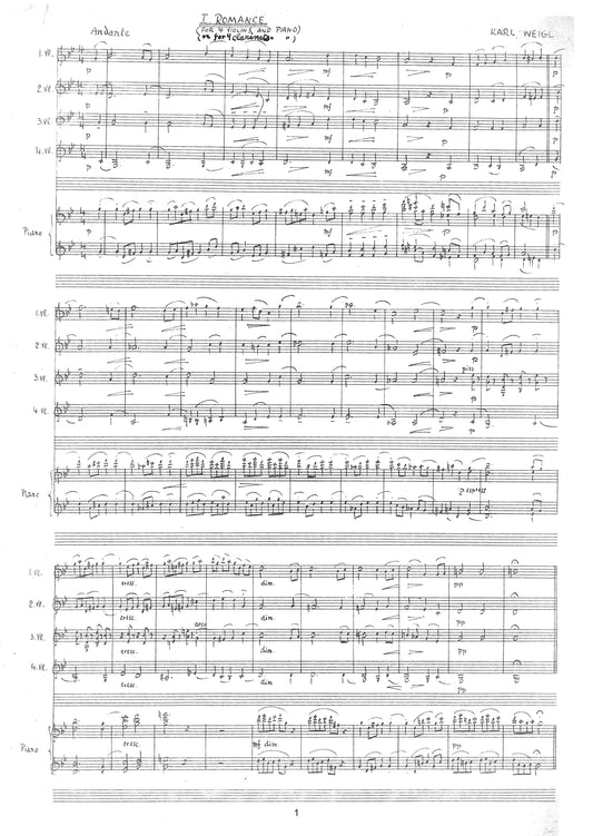 FOUR SHORT PIECES, for 4 Clarinets or 4 Violins and Piano