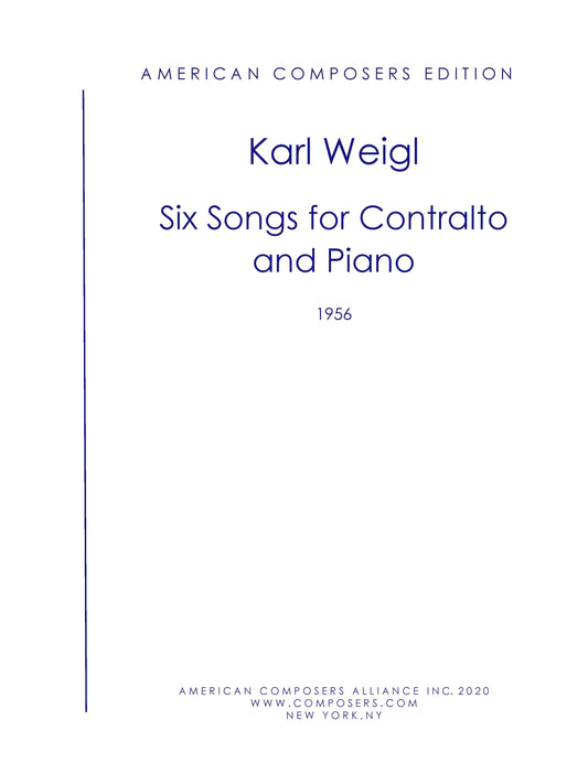 SIX SONGS FOR CONTRALTO & PIANO