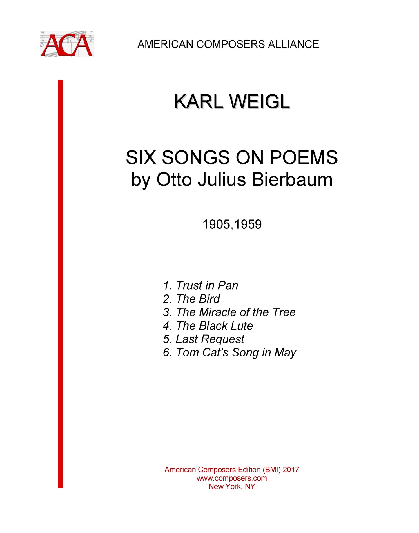 SIX SONGS ON POEMS BY O. J. BIERBAUM