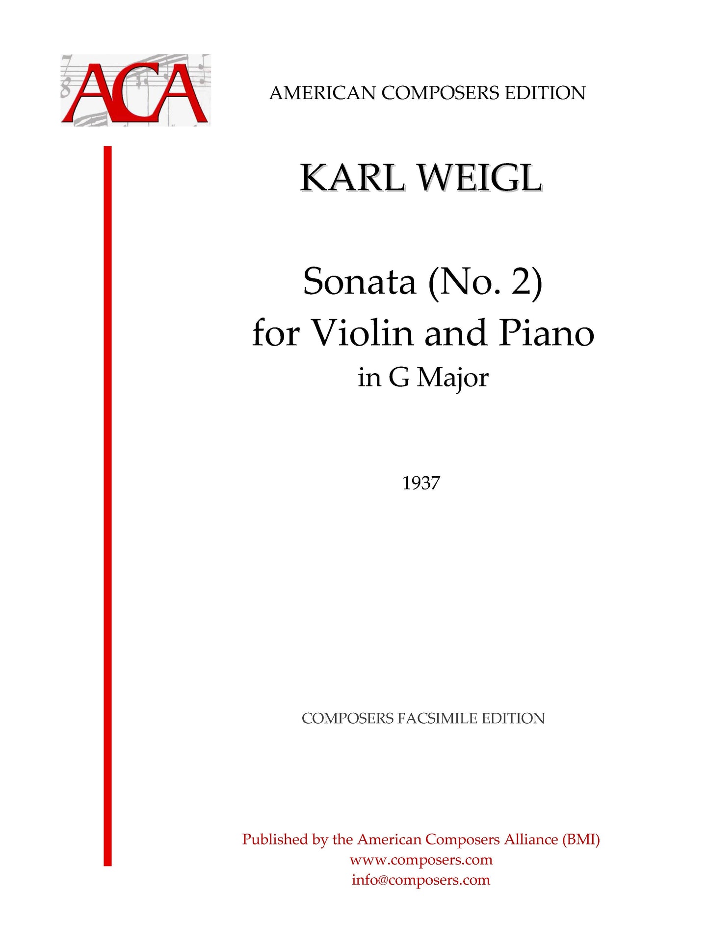 SONATA FOR VIOLIN & PIANO IN G MAJOR, No. 2