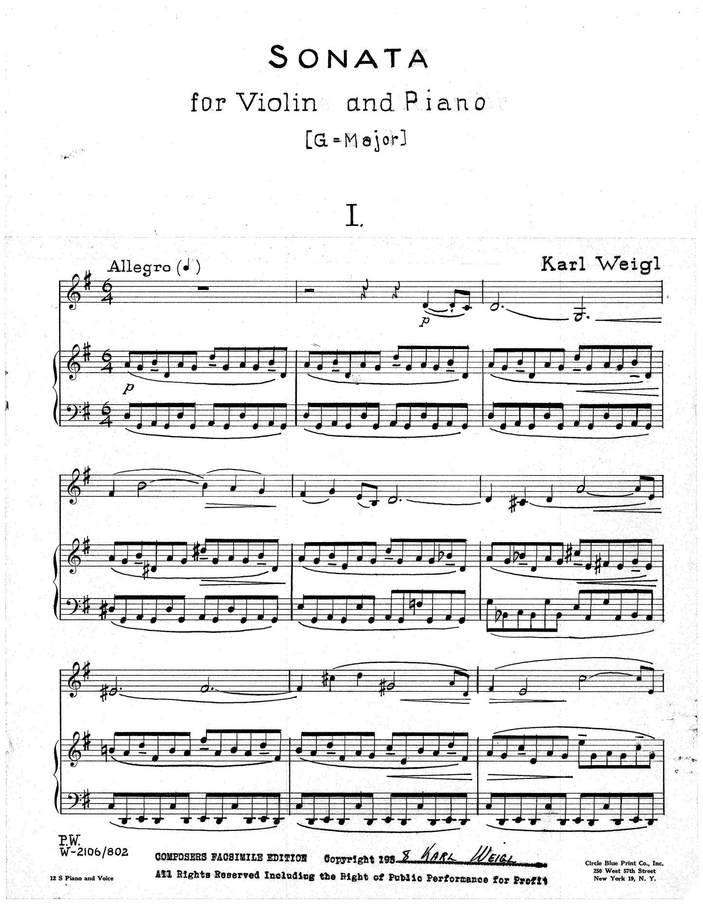 SONATA FOR VIOLIN & PIANO IN G MAJOR, No. 2