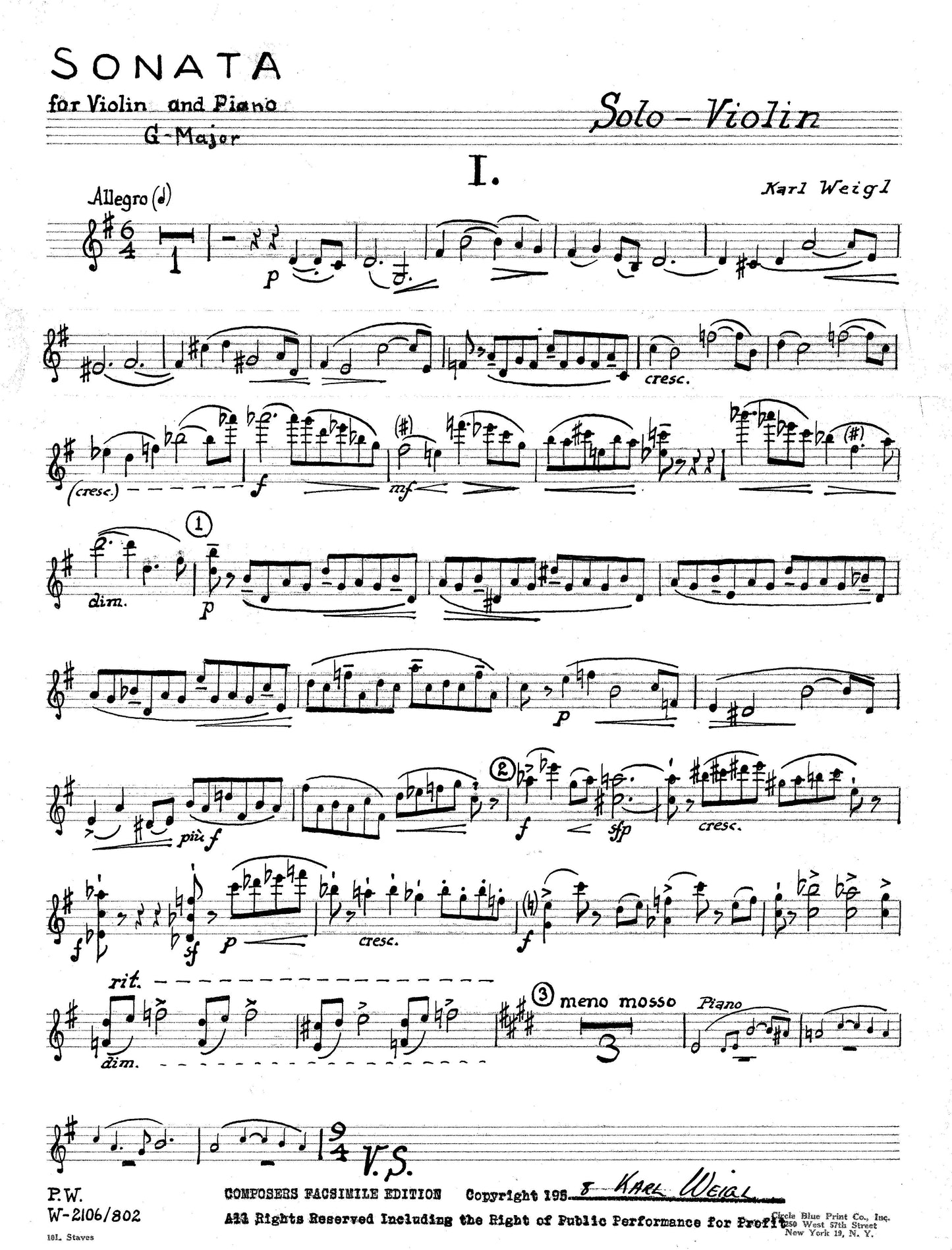 SONATA FOR VIOLIN & PIANO IN G MAJOR, No. 2