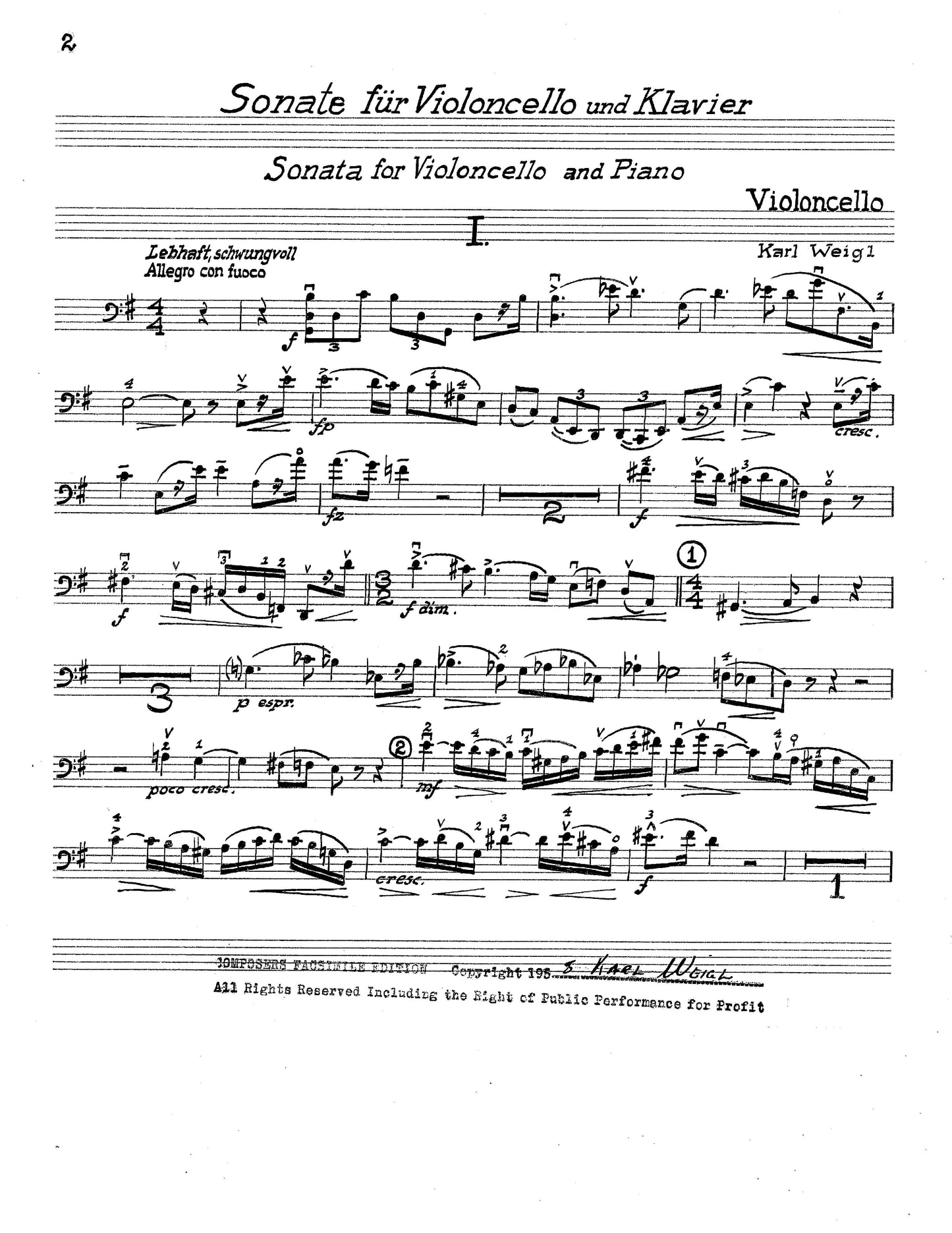 SONATA FOR VIOLONCELLO & PIANO