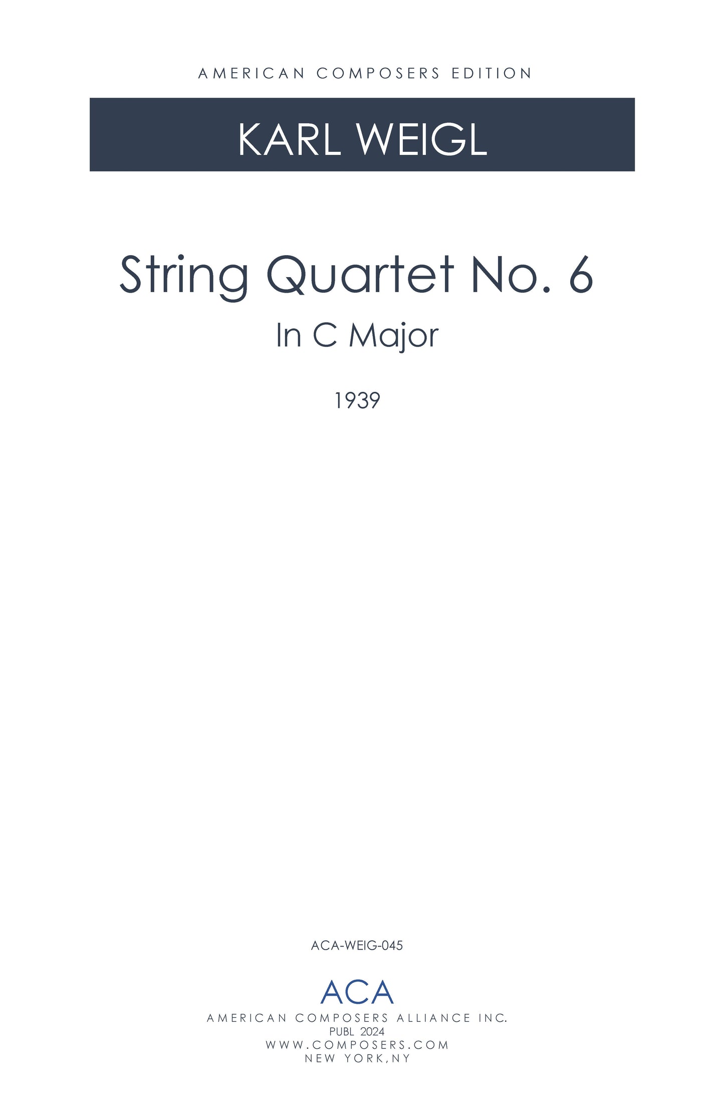 STRING QUARTET No. 6 in C Major