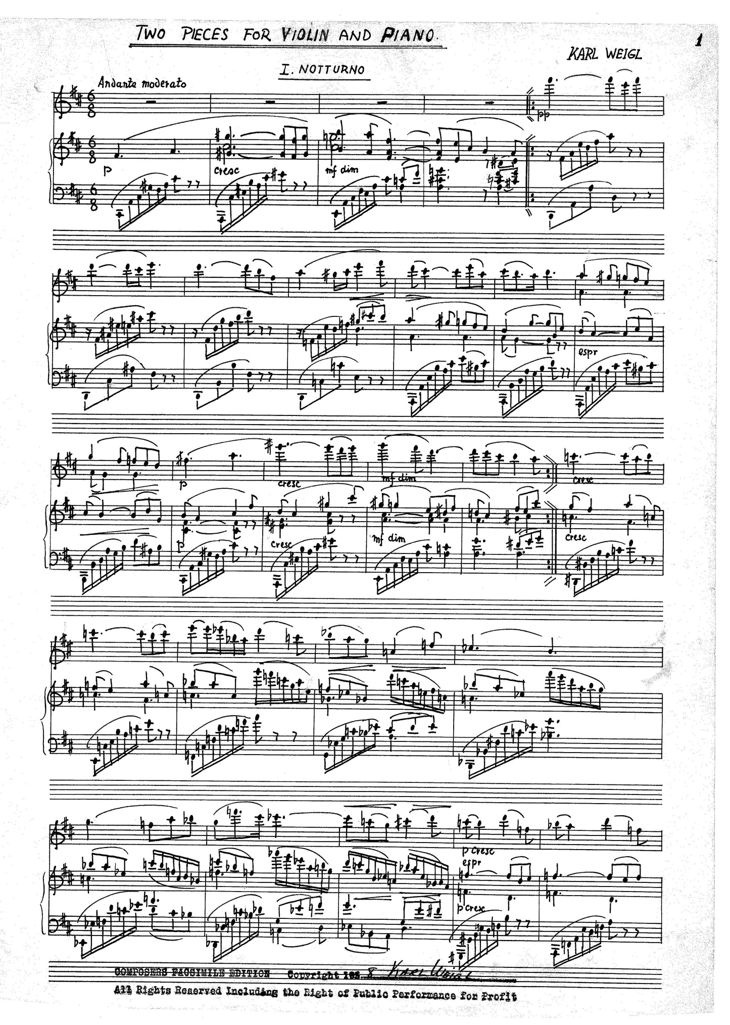 TWO PIECES FOR VIOLIN & PIANO