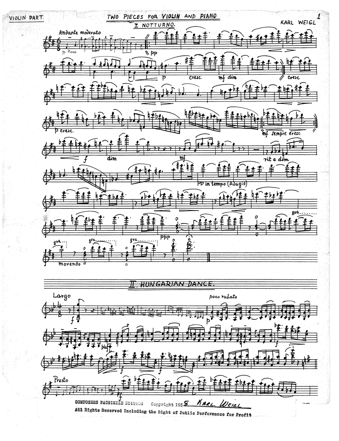 TWO PIECES FOR VIOLIN & PIANO