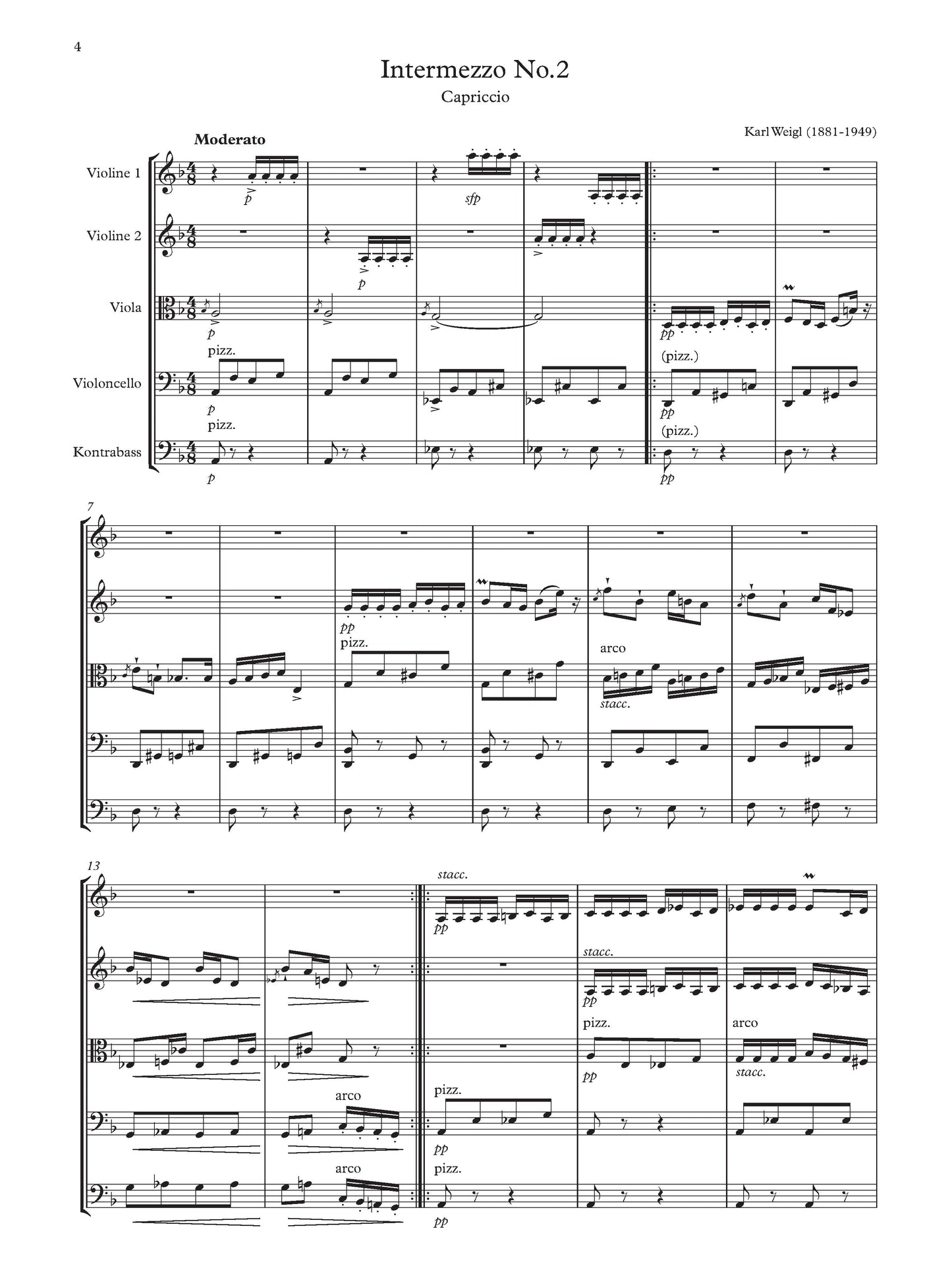 THREE INTERMEZZI FOR STRING QUINTET OR STRING ORCHESTRA