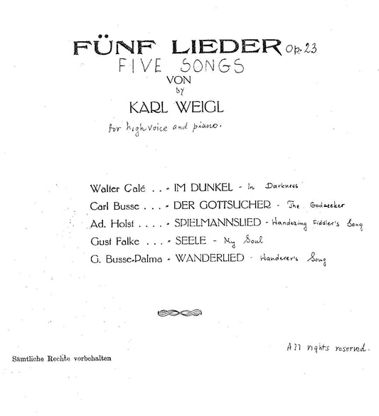 FIVE SONGS (FUNF LIEDER) op 23