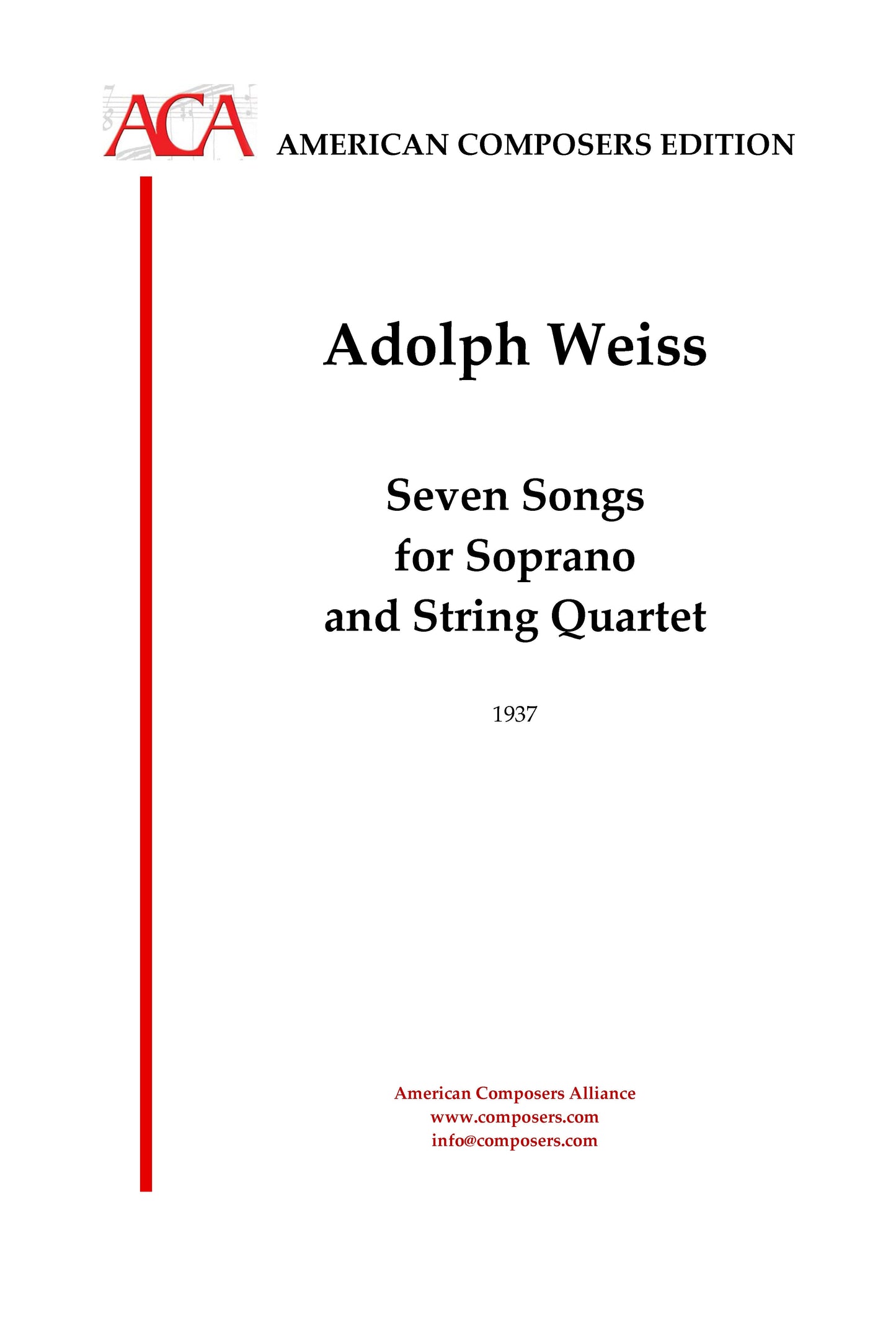 SEVEN SONGS for Soprano and String Quartet