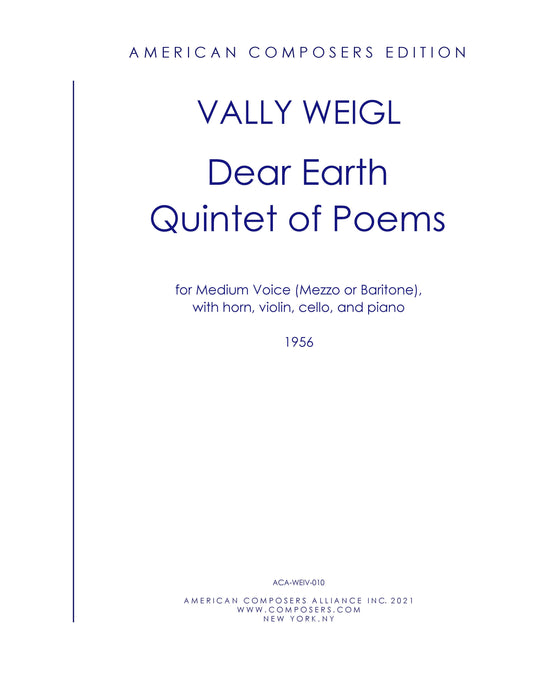 DEAR EARTH A QUINTET OF POEMS