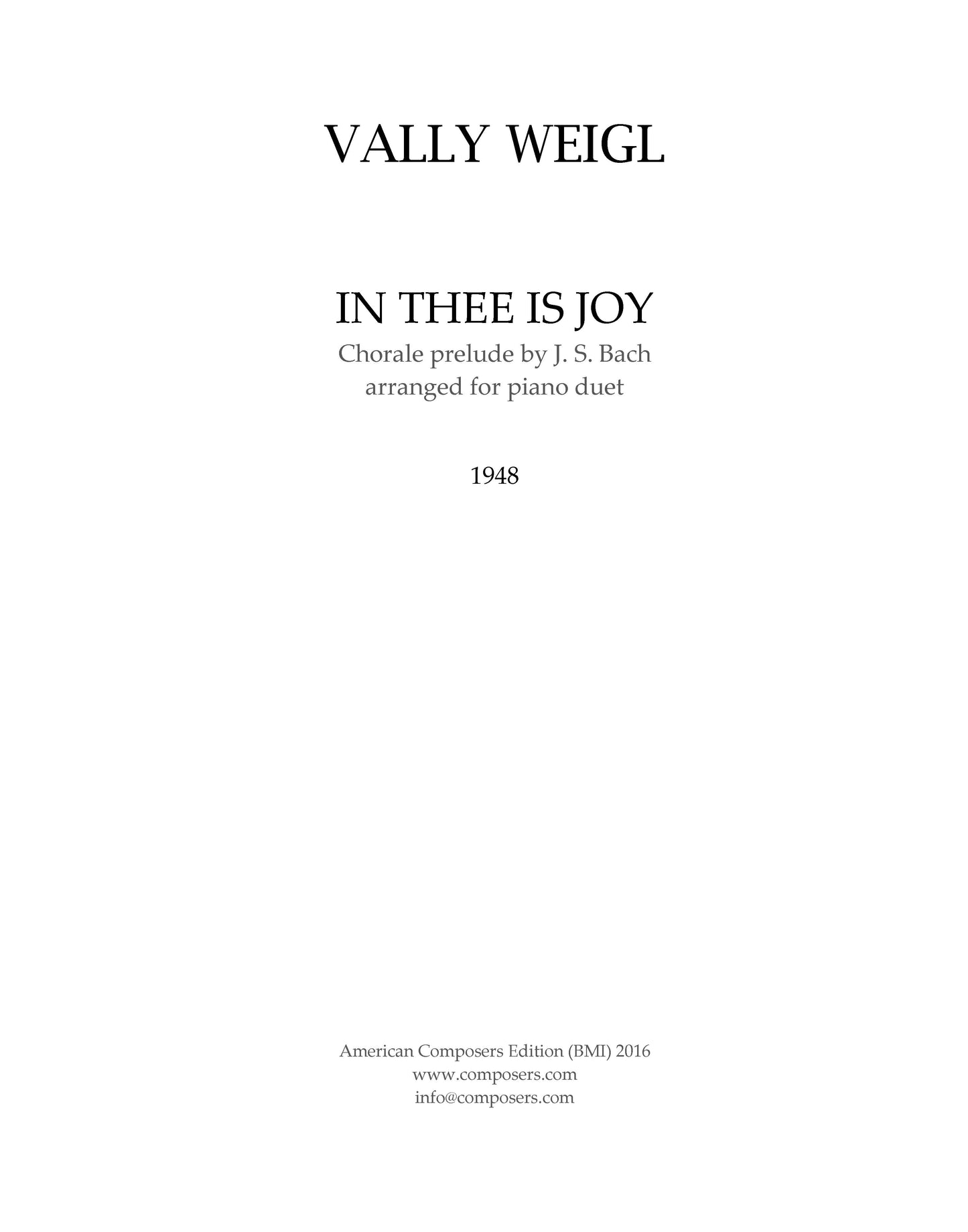 IN THEE IS JOY (Bach)