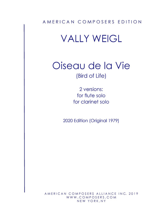 OISEAU DE LA VIE for flute or clarinet