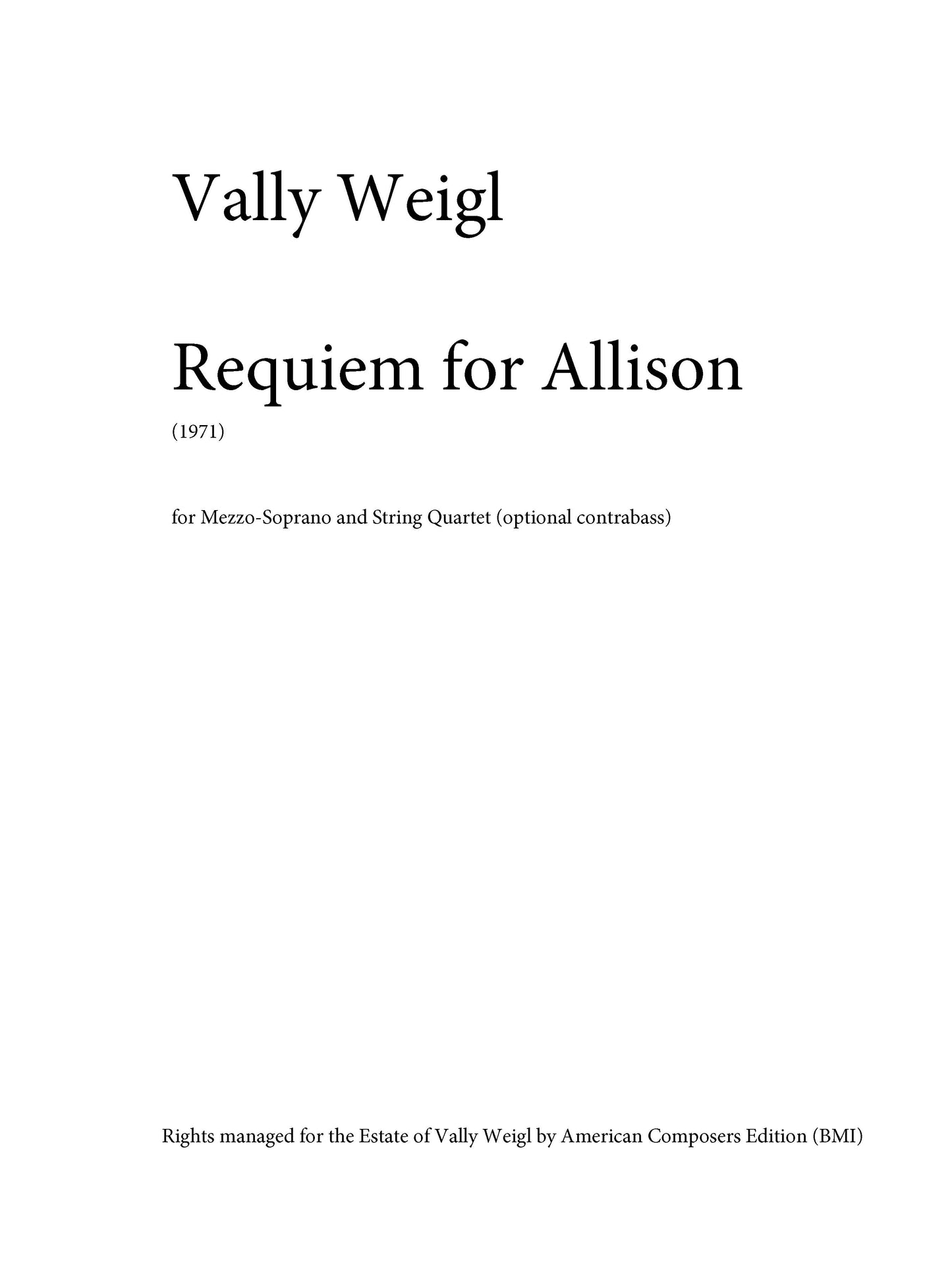 REQUIEM FOR ALLISON