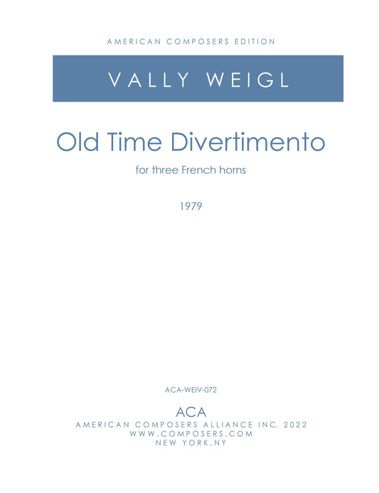 OLD TIME DIVERTIMENTO for Three French Horns