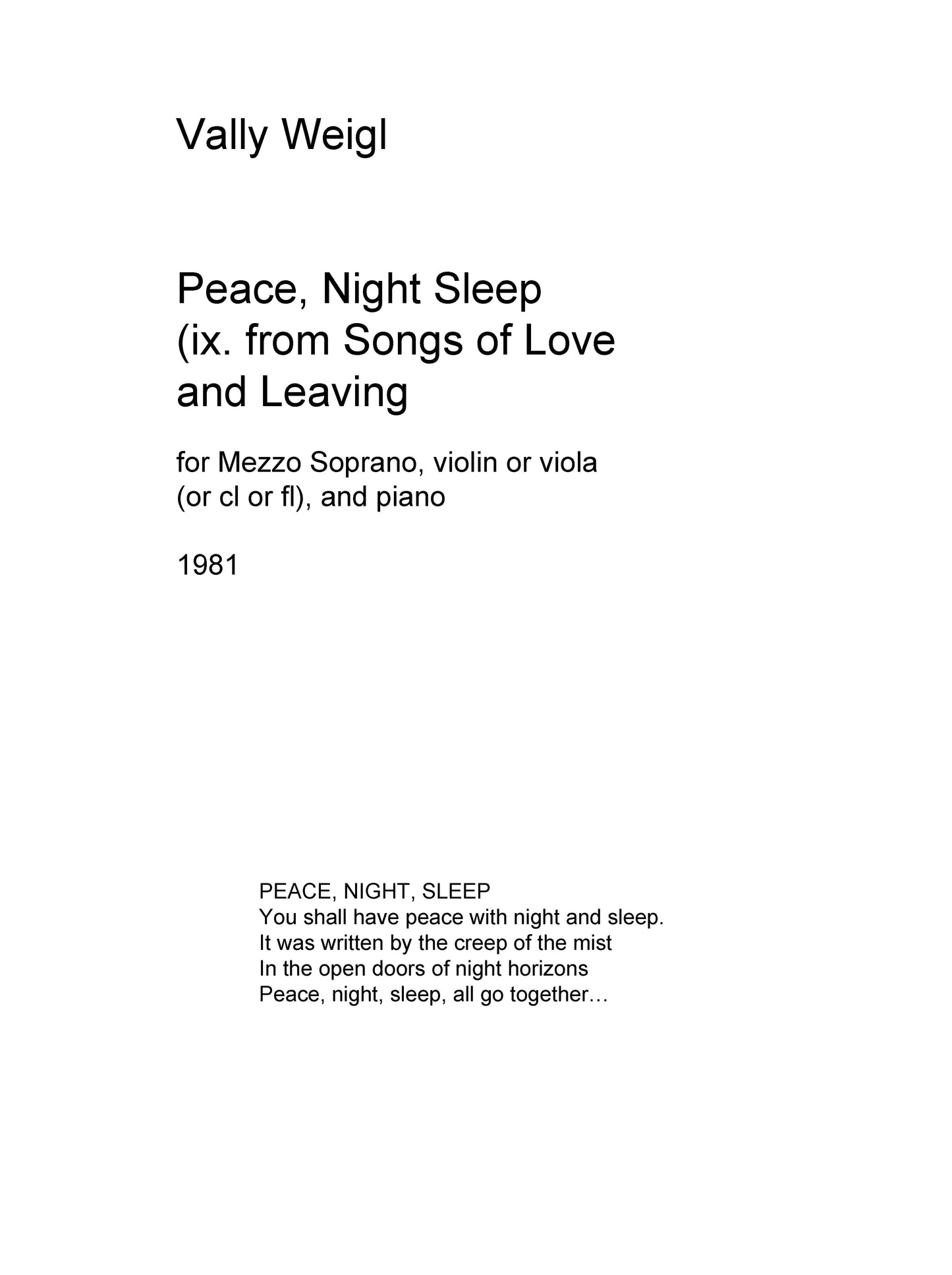 PEACE, NIGHT, SLEEP