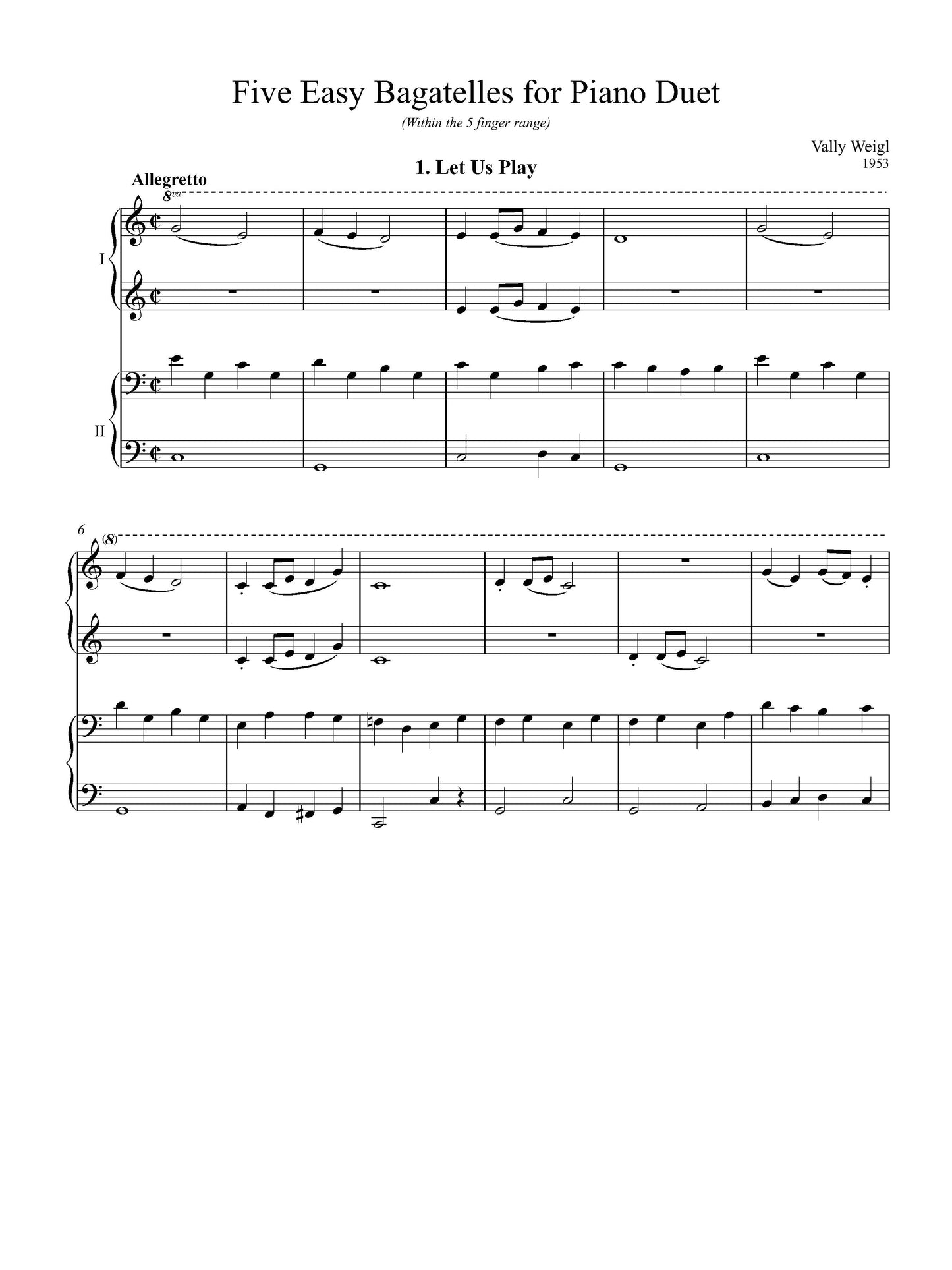 FIVE EASY BAGATELLES FOR PIANO DUET