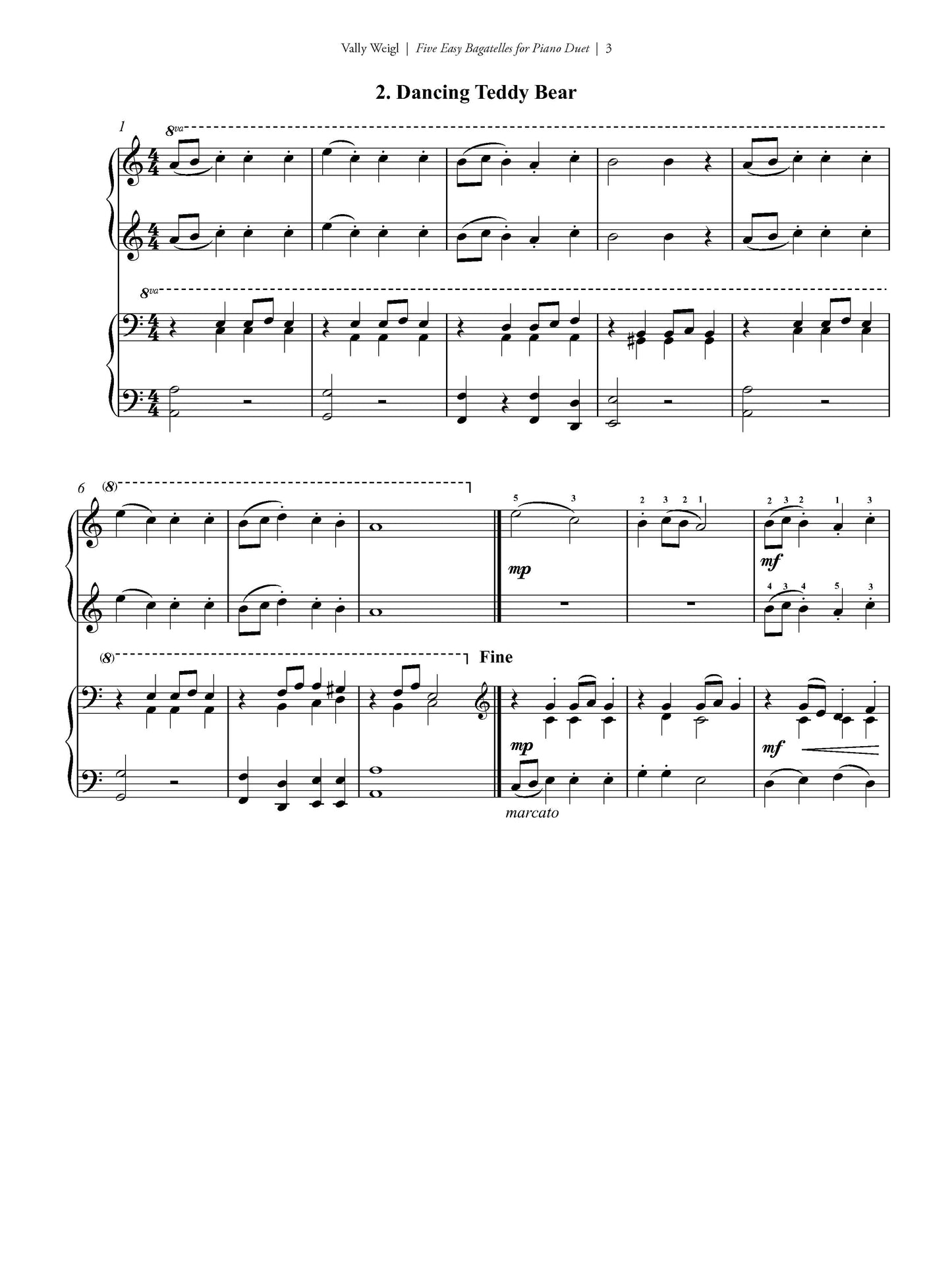 FIVE EASY BAGATELLES FOR PIANO DUET